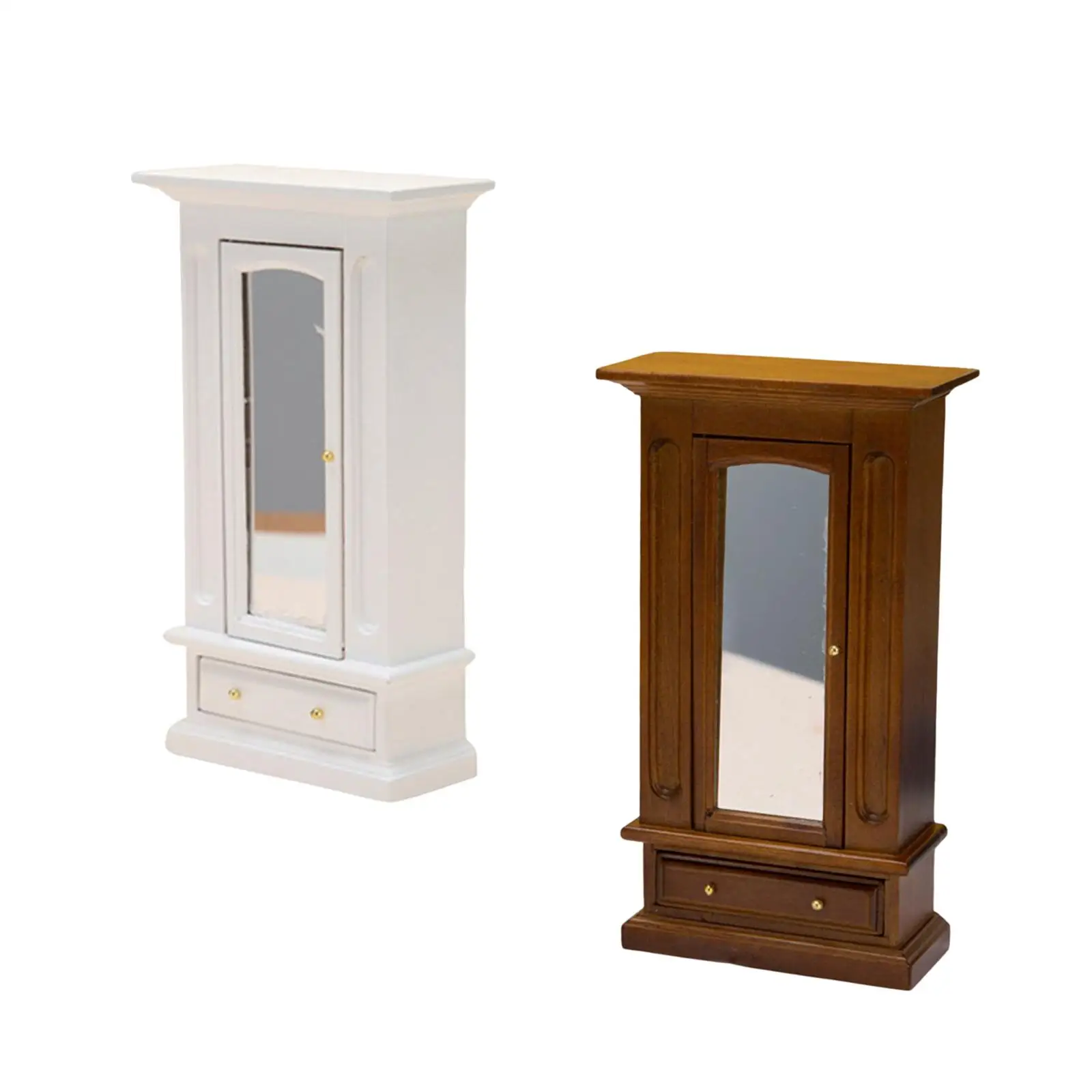 1/12 Dollhouse Wardrobe Storage Cabinet Wood Furniture Smooth Polishing
