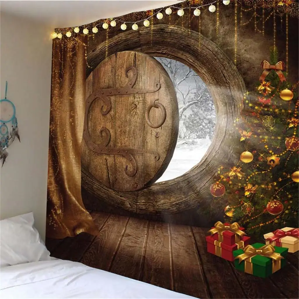 3D Christmas Theme Tapestry Wall Art Hanging for  Dorm Mural