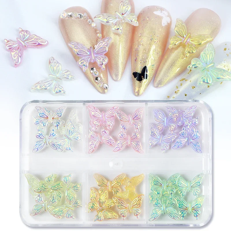 Best of 30pcs Iridescent Glitter Butterfly Nail Art Charms Aurora Butterfly Nails Decoration Jewelry Nail Supplies For Professionals Reviews & Tips - Image 2