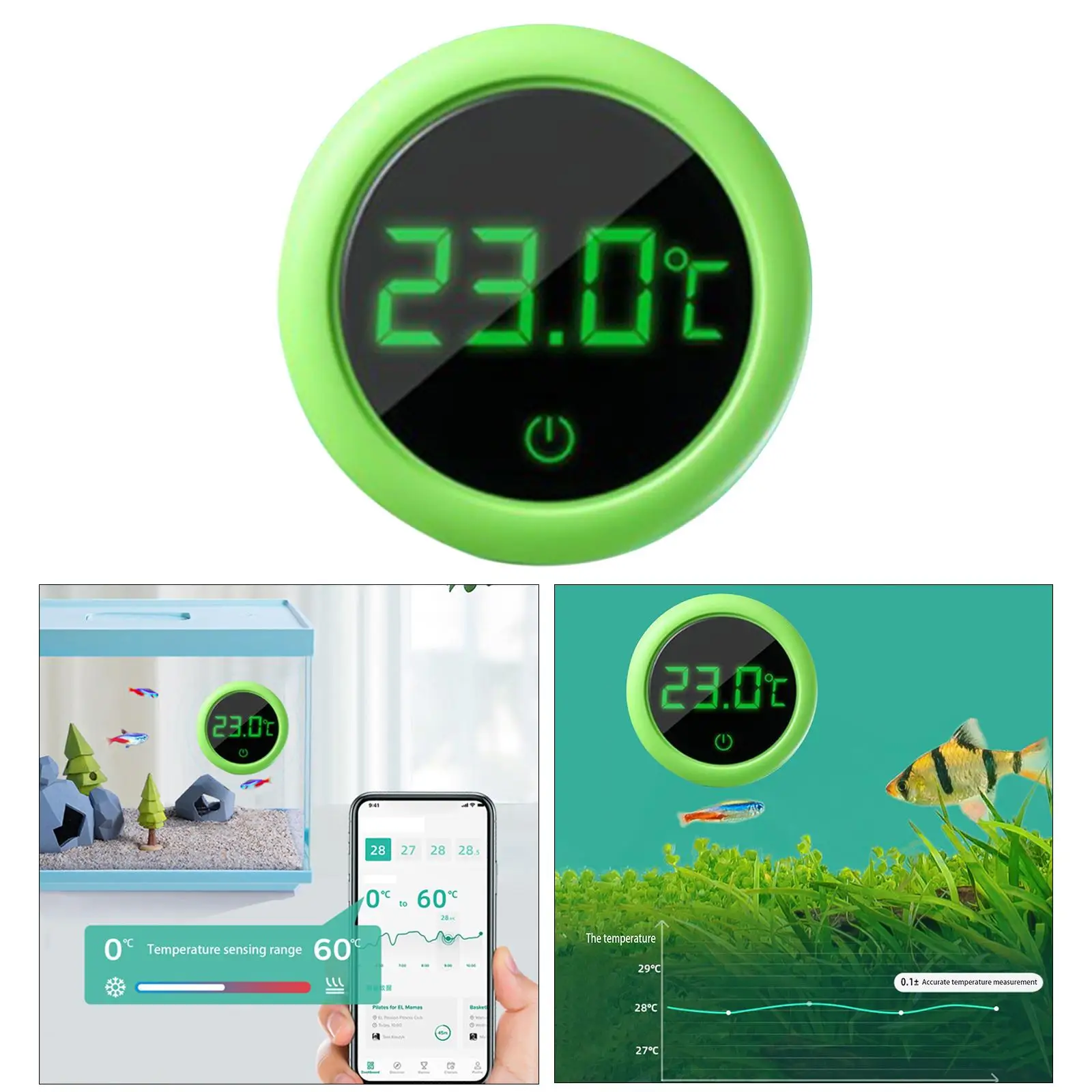 Digital Fish Tank Thermometer Instant Read High Accurate Stick On LCD Display Mini Aquarium Thermometer for Aquarium Fish Tank