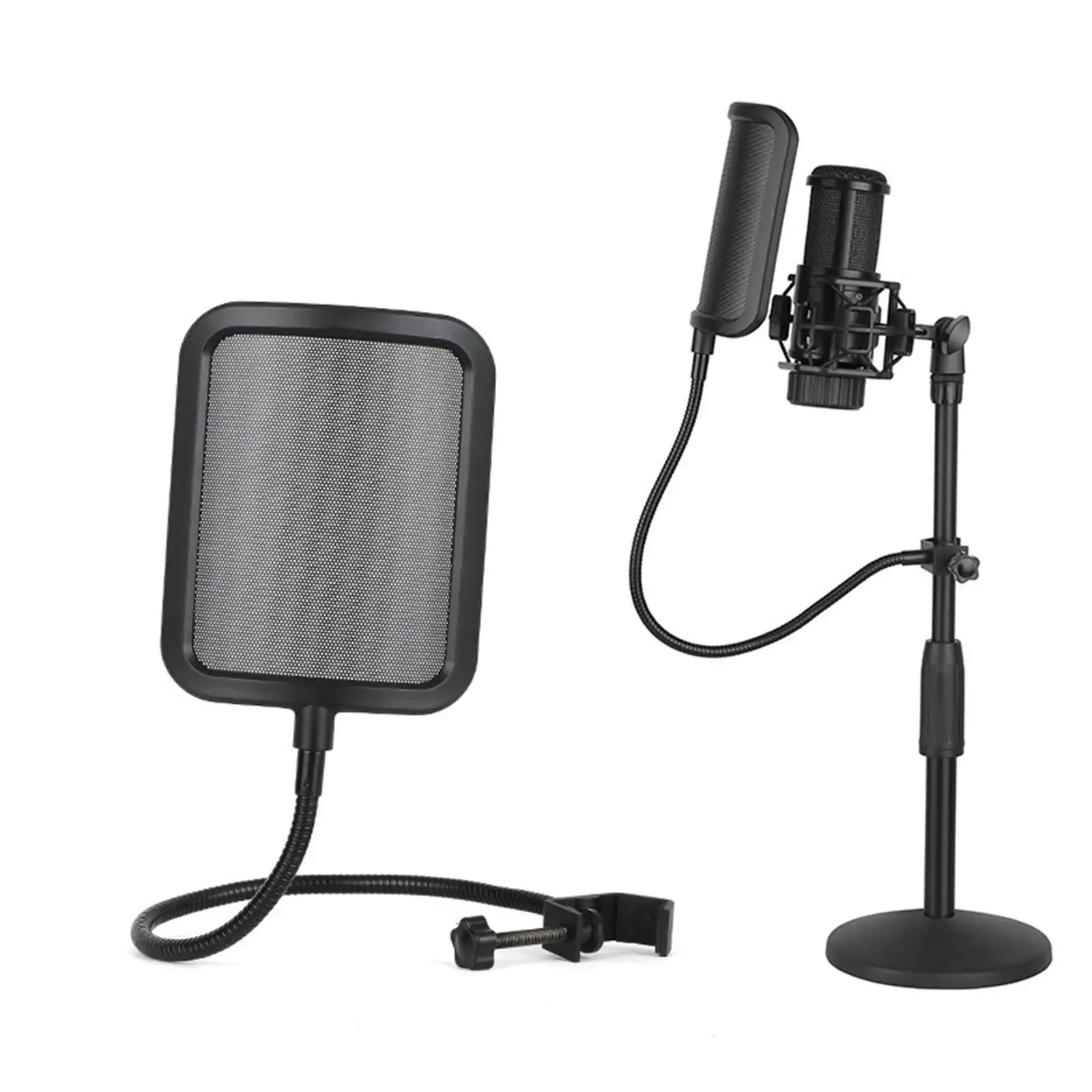 Professional Metal Pop Filter Microphone Windscreen Easy to Use Equipment Durable Adjustable for Video Streaming Broadcasting