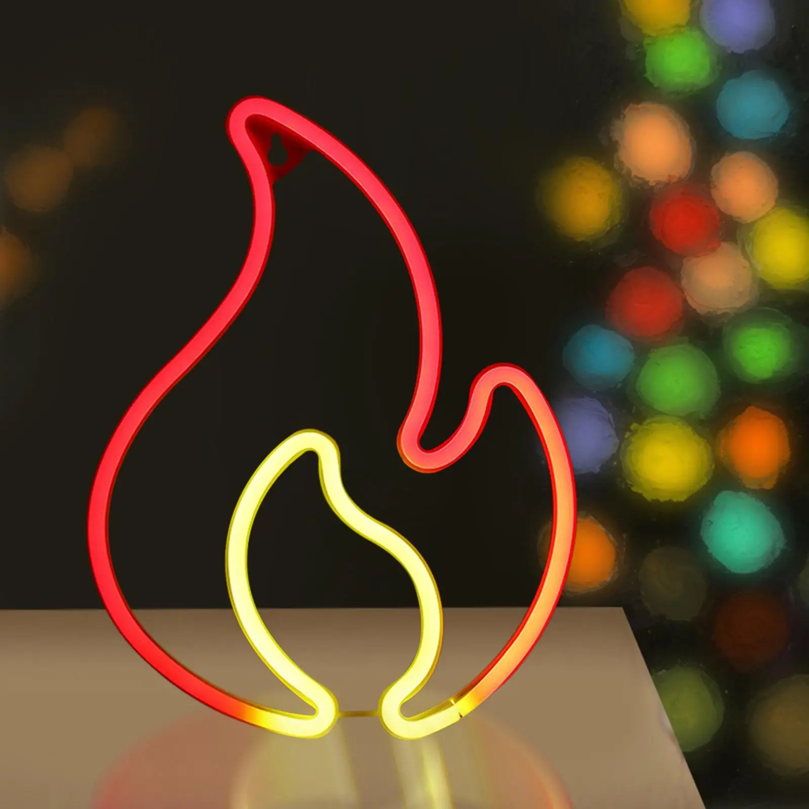 Yellow and Red Flame LED Neon Sign Hanging Decor Neon Lights for Birthday Party Holiday Bedroom Halloween Indoor Outdoor