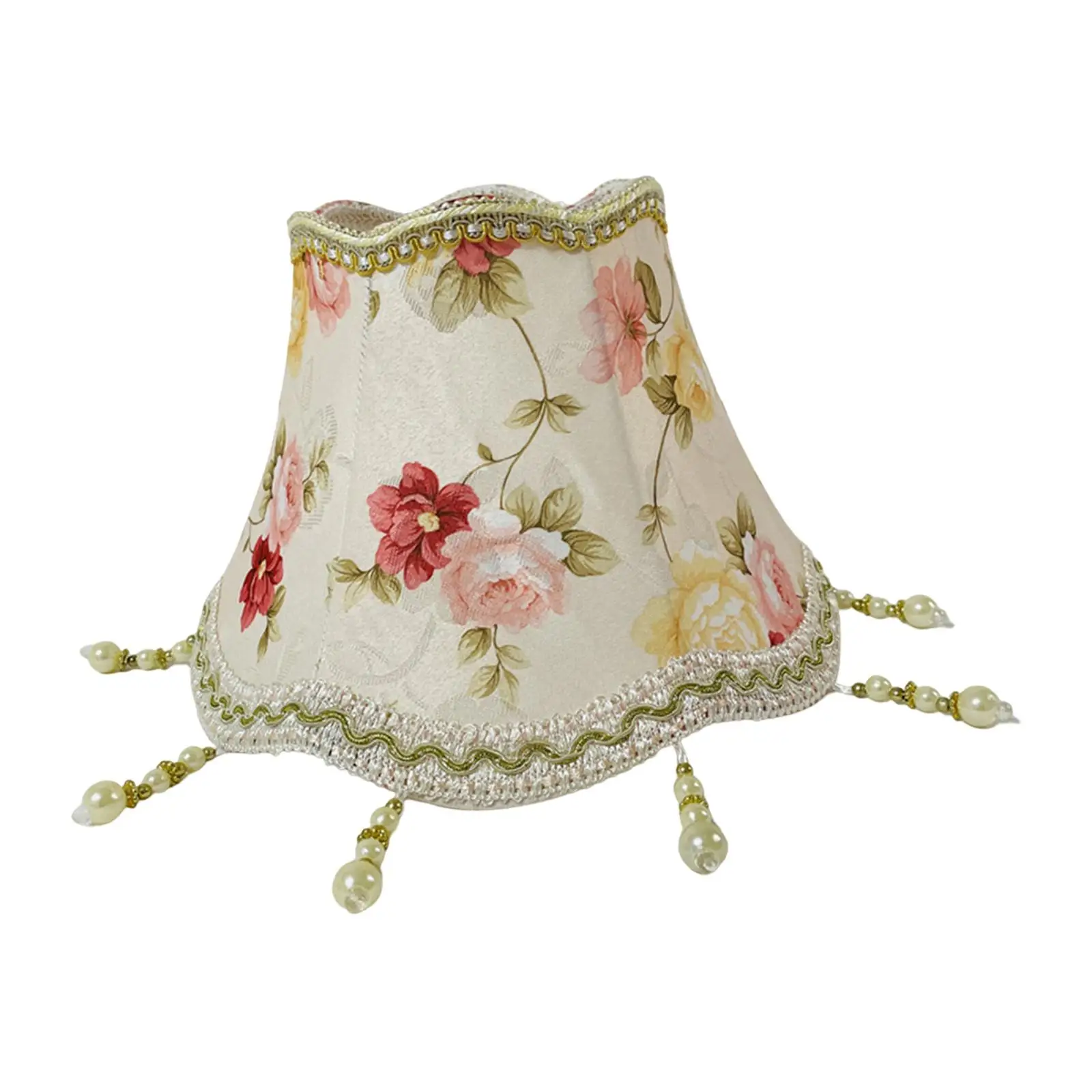 Fabric Lampshade E27 Base Fringe Lamp Shade Replacement Cloth Lampshade with Beads for Home Living Room Restaurant