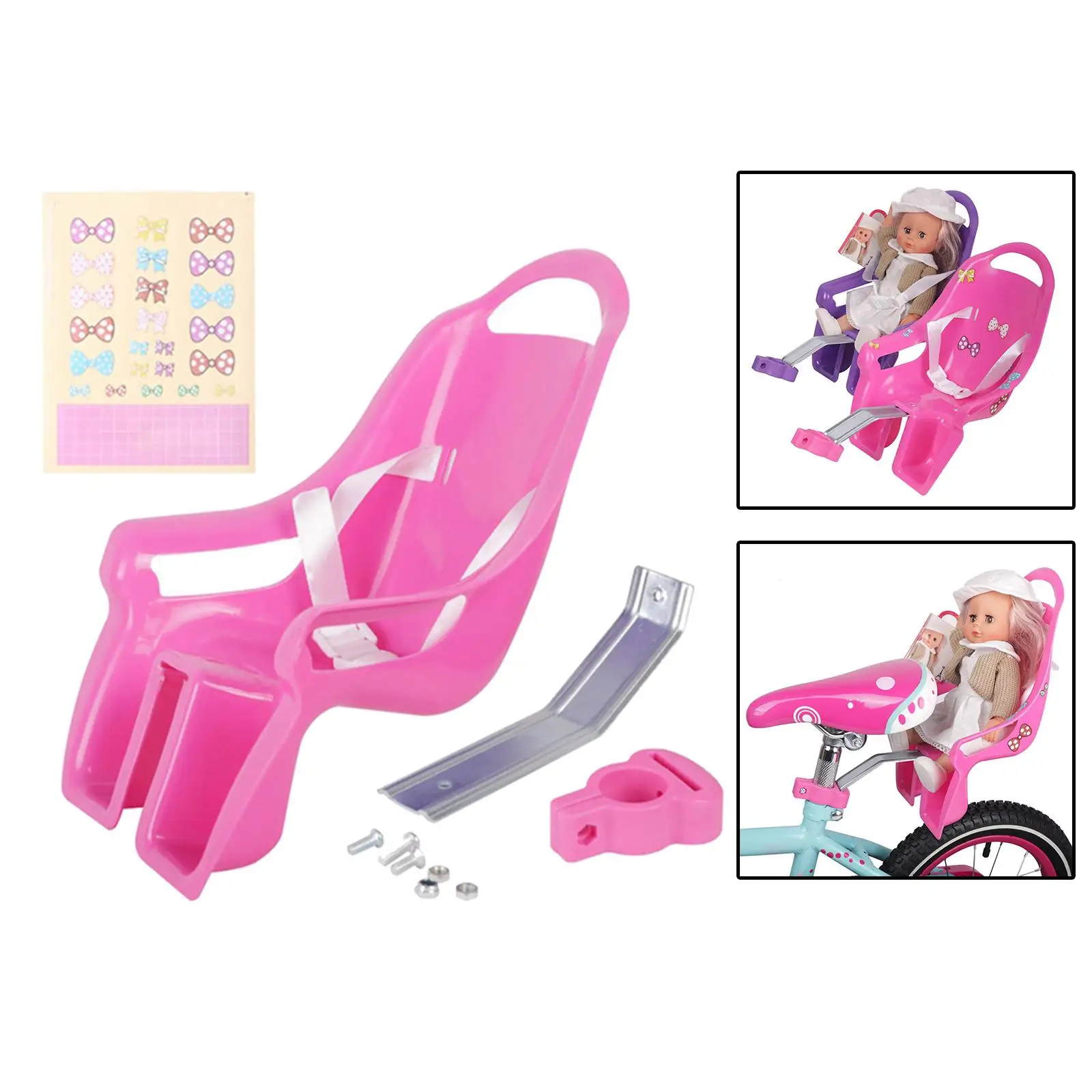 Girls Bike Doll Seat Bicycle Accessories with DIY Decals Bike Decoration for Girls