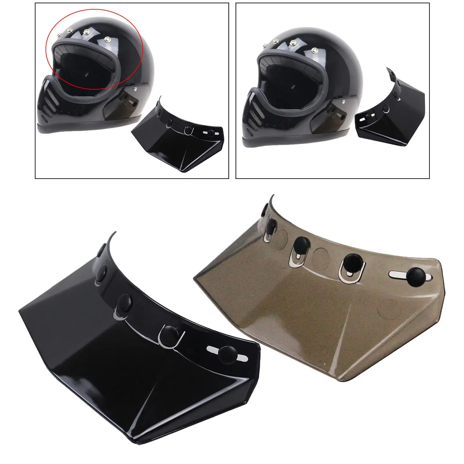 2Pcs Motorbike 5 Snap Visor Peak Replace for  Open   Motorcycle Accessories