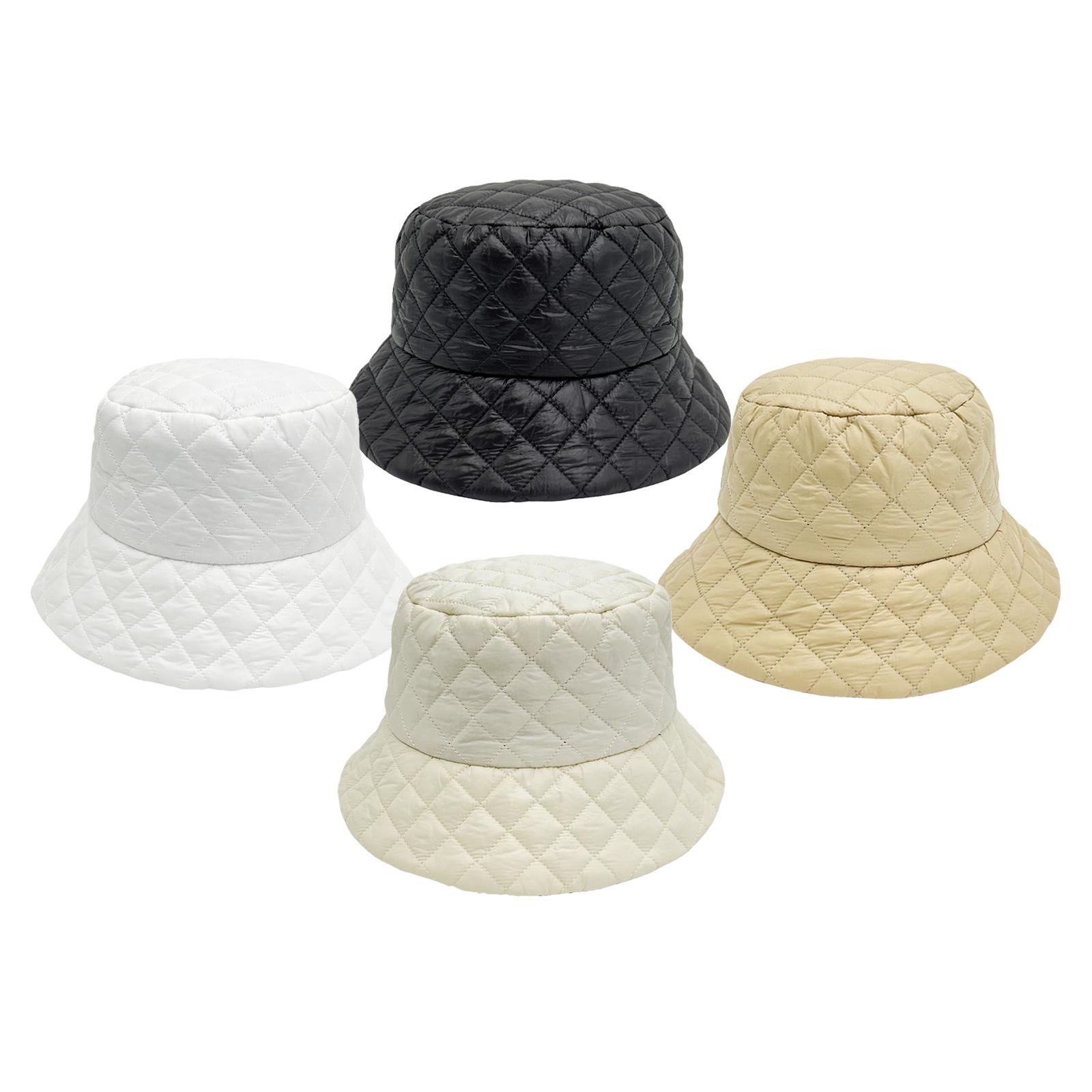 Winter Bucket Hat Stylish Headwear Filled Thick Solid Color Comfortable Quilted Casual Fisherman Hat for Girls Adults Men Women