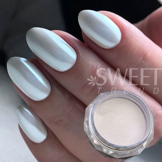 7pcs/set Shimmer White Pearl Glitter Nail Art Rubbing Dust