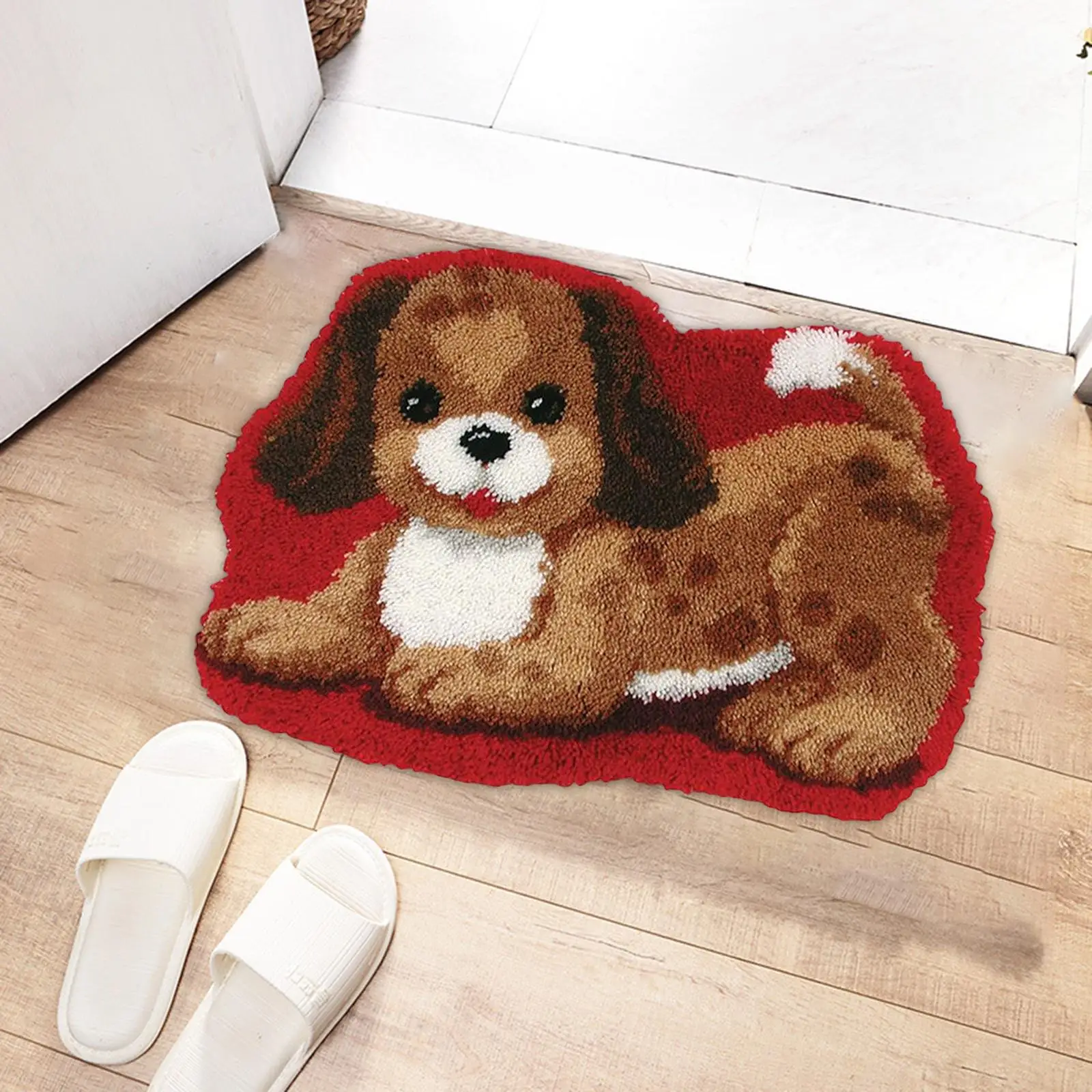 Latch DIY Rug Making Kit Embroidery Rug Kit Cute Dog 24 X 16 Inch Animal Pattern Rug Latch Hook Kits for Rug Home Beginners