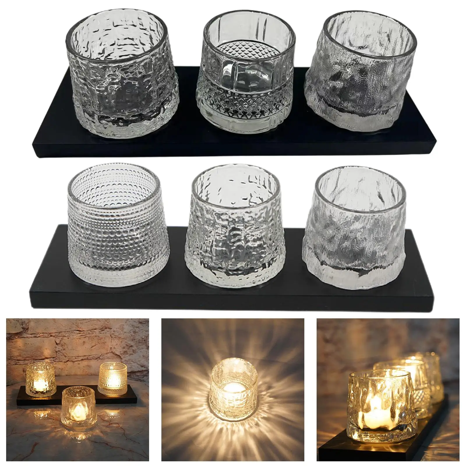 3x Candlestick Portable Classic Candleholder Candle for Dinner Mantel Living Banquet