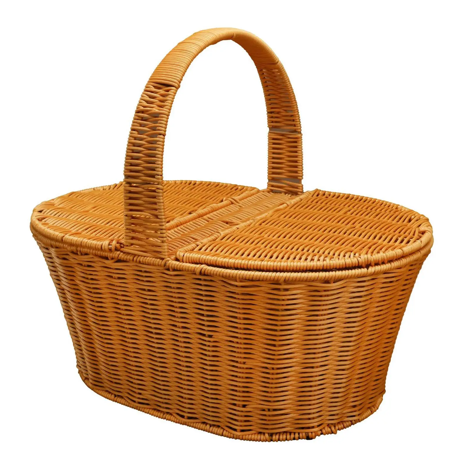 Woven Basket with Handles Large Capacity Decorative Snack Bread Basket for Picnic Kitchen Shopping Bathroom Cabinet