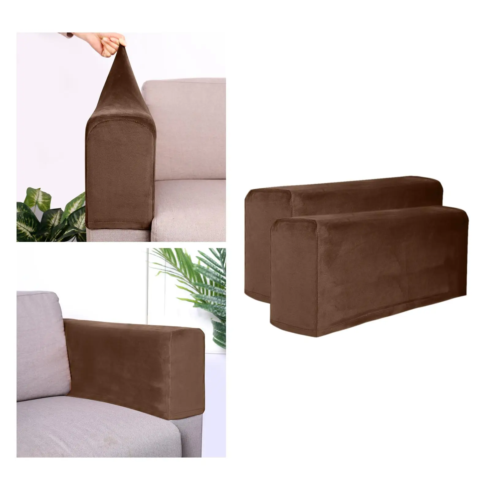 2pcs Sofa Armrest Cover Thickened Polyester Stretchy Chair Armrest Slipcover for Living Room