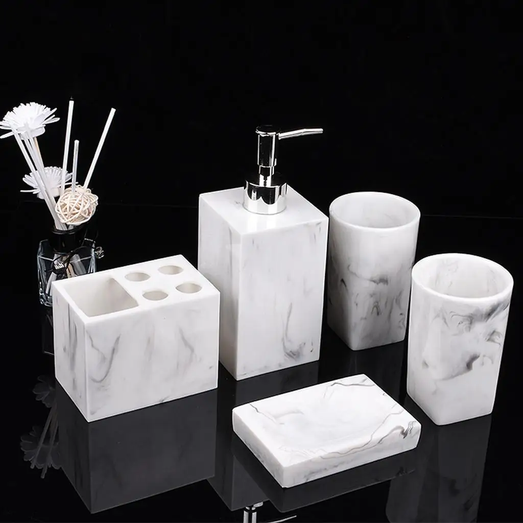 5-pack Bathroom Counter Accessories Set Toothbrush Holder Home Decor
