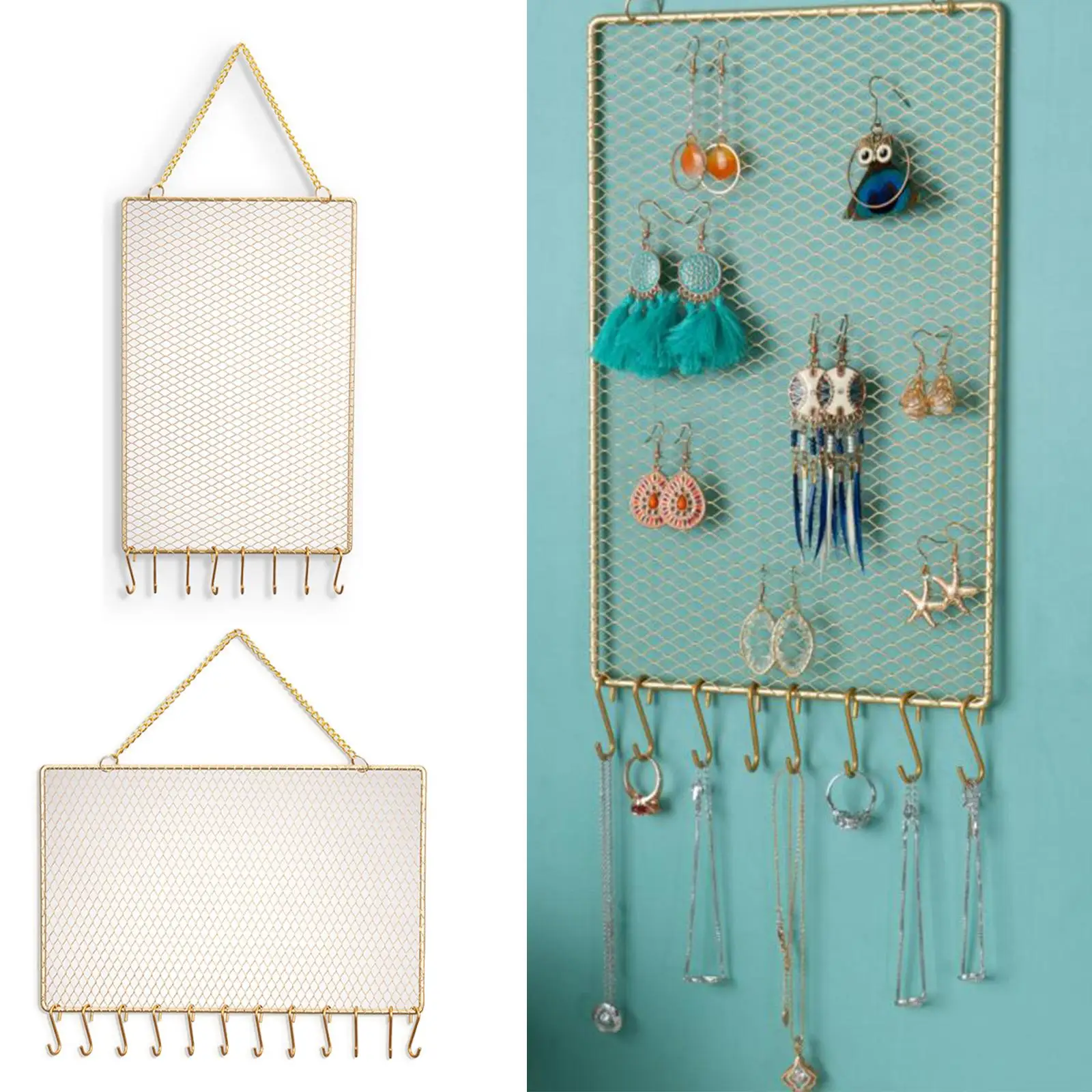 Holder Grid Rectangle EarBracelets Storage Hanger Display rack  Mounted Jewelry Organizer for Bedroom Living Room