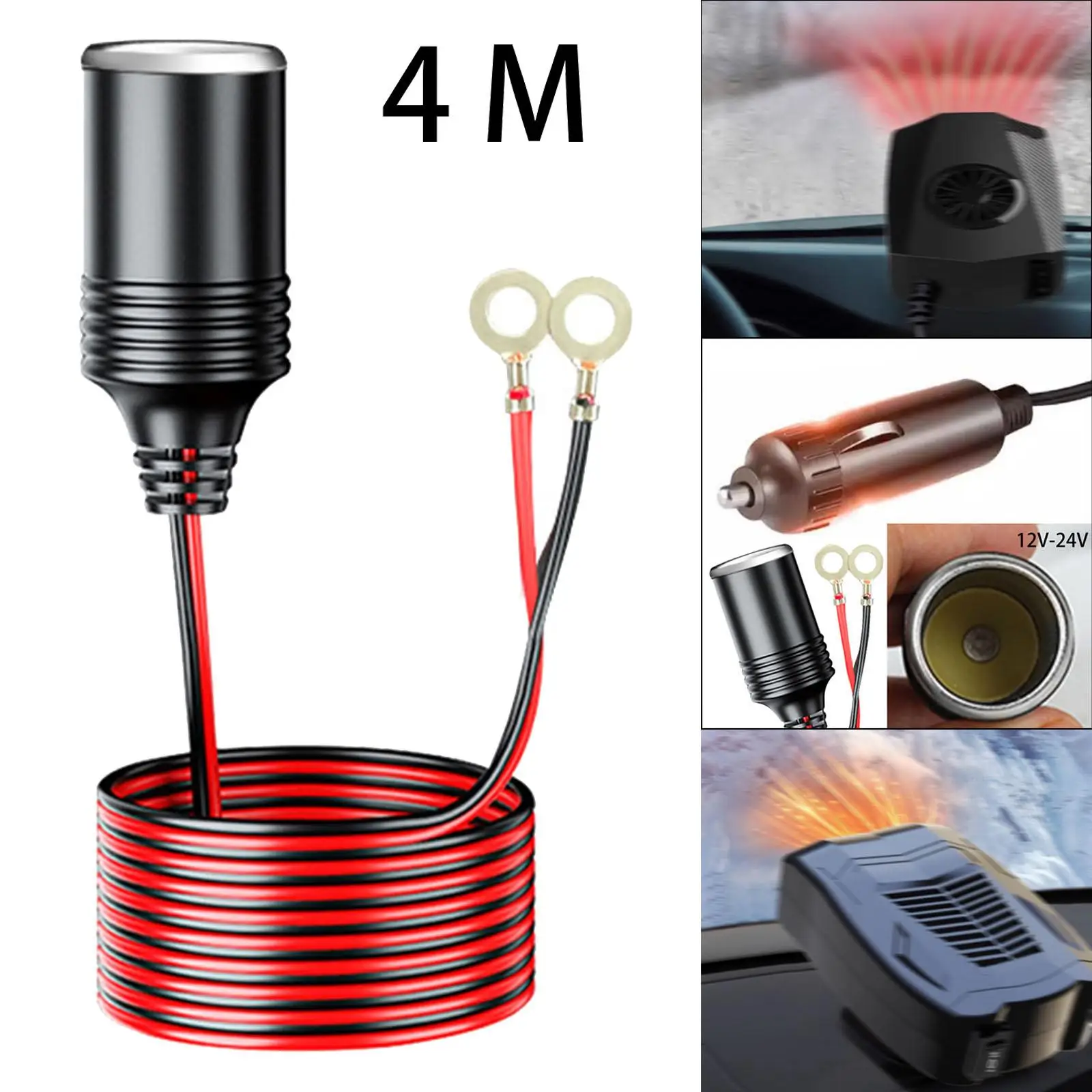 Cigarette Lighter Adapter Power Supply Cord Replacement Easy Installation Power Supply Adapter Heavy Duty 12V 24V Female Plug