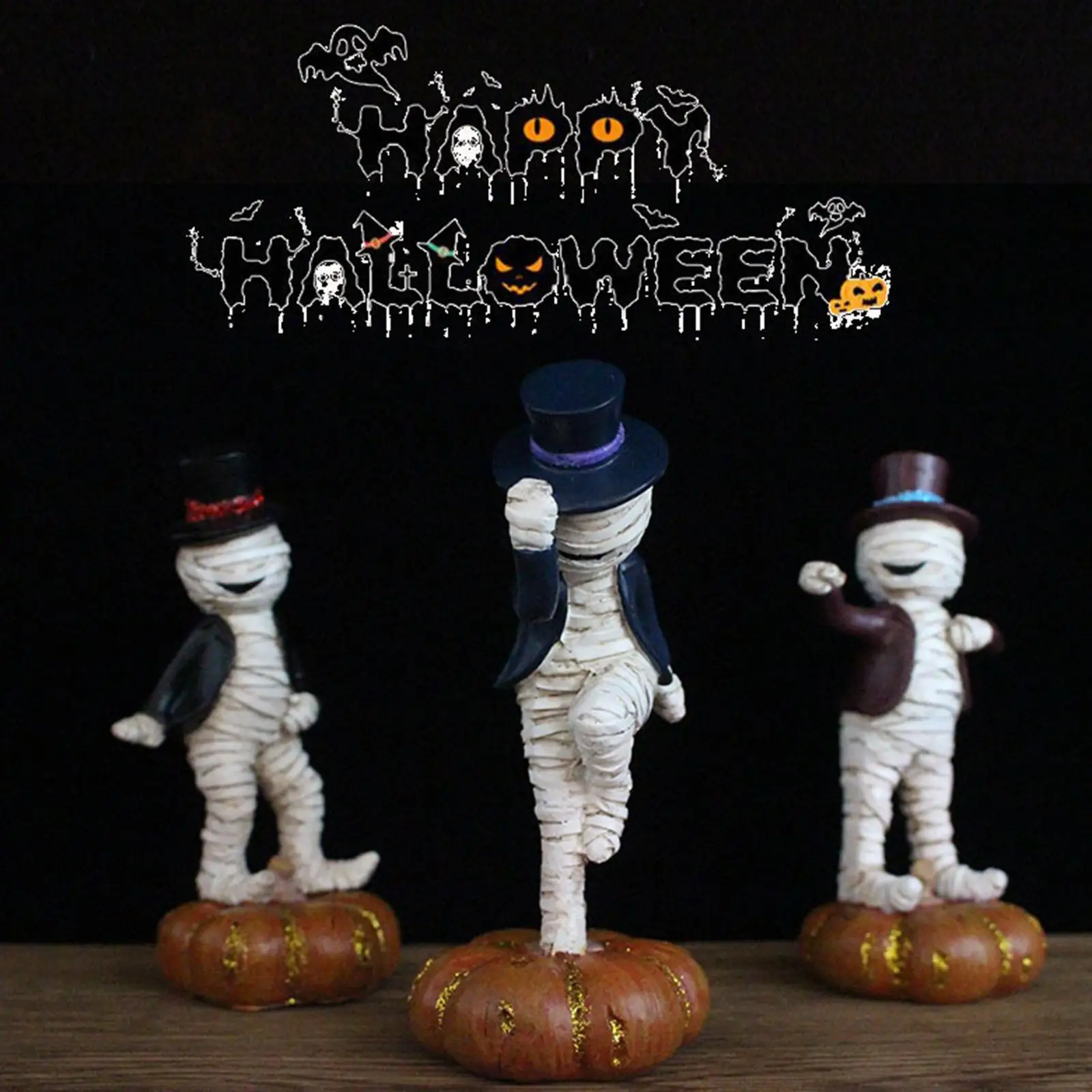 Home Pumpkin Figurines Statue Unisex Dancing Doll Mummy Resin Craft Kids Toy