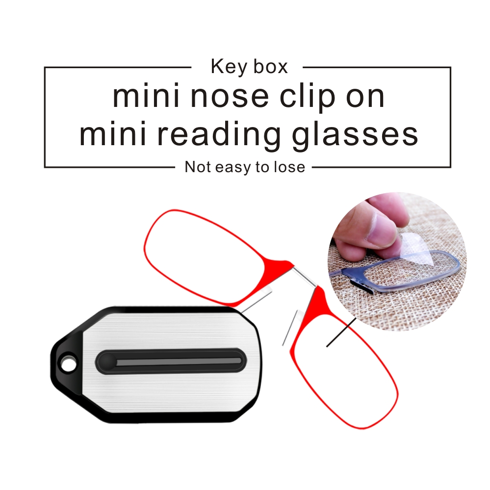 Clip Nose Reading Glasses for Men Eyeglasses Without Temples Eyeglasses for Women Fashion Magnifying Glasses Clear Frame Black