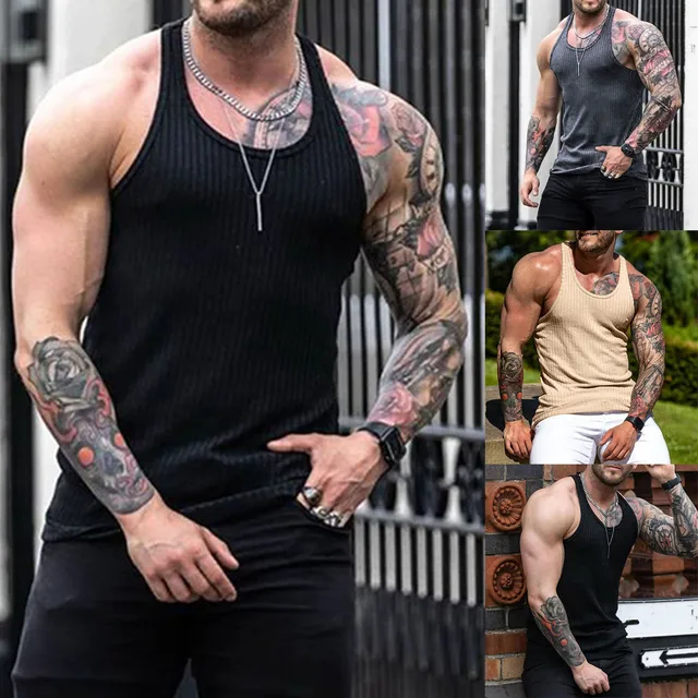 Summer Fitness Tank Top Bodybuilding Muscle Men Vest Workout