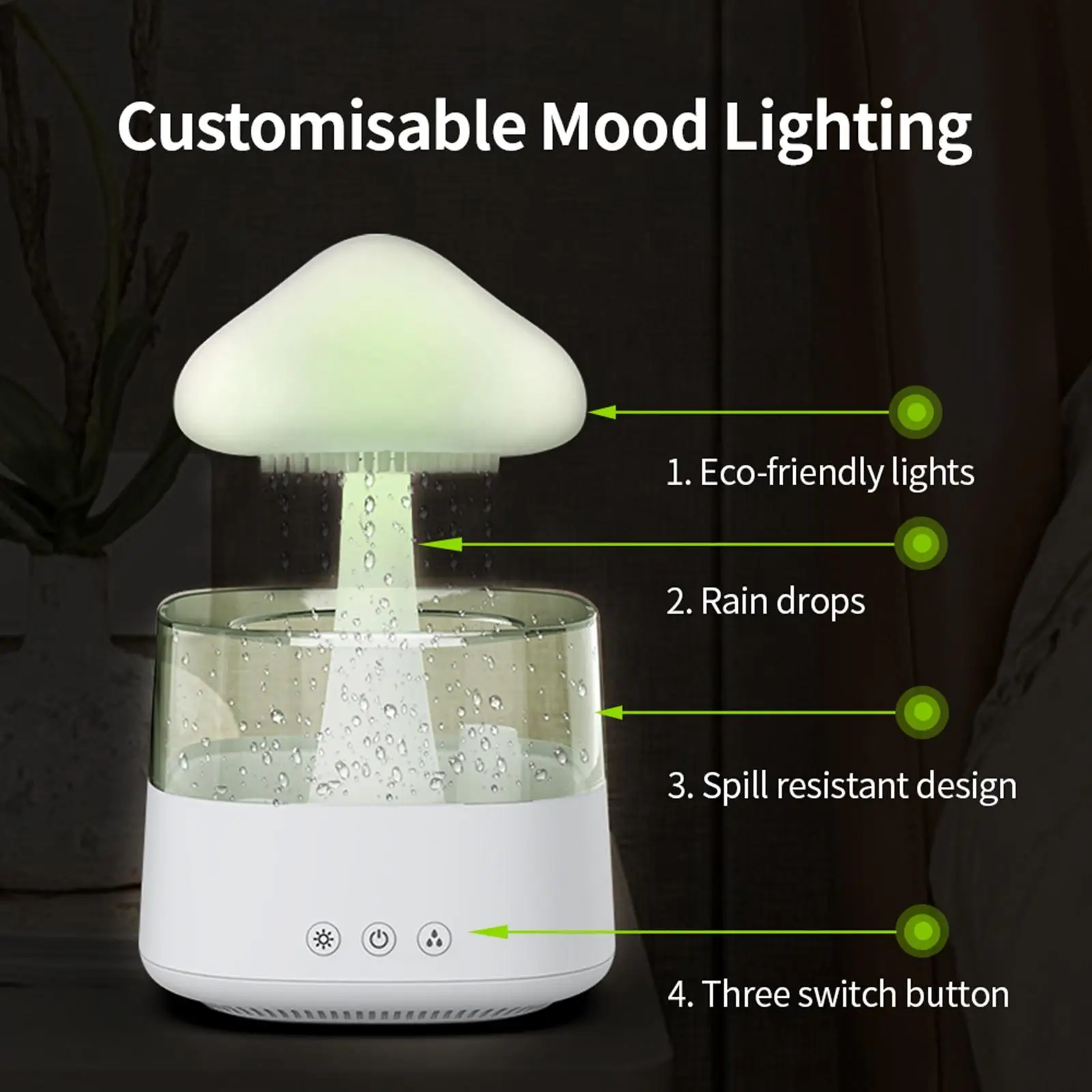 Cloud Raindrop Humidifier Essential Oil Diffuser for Living Room Study Room