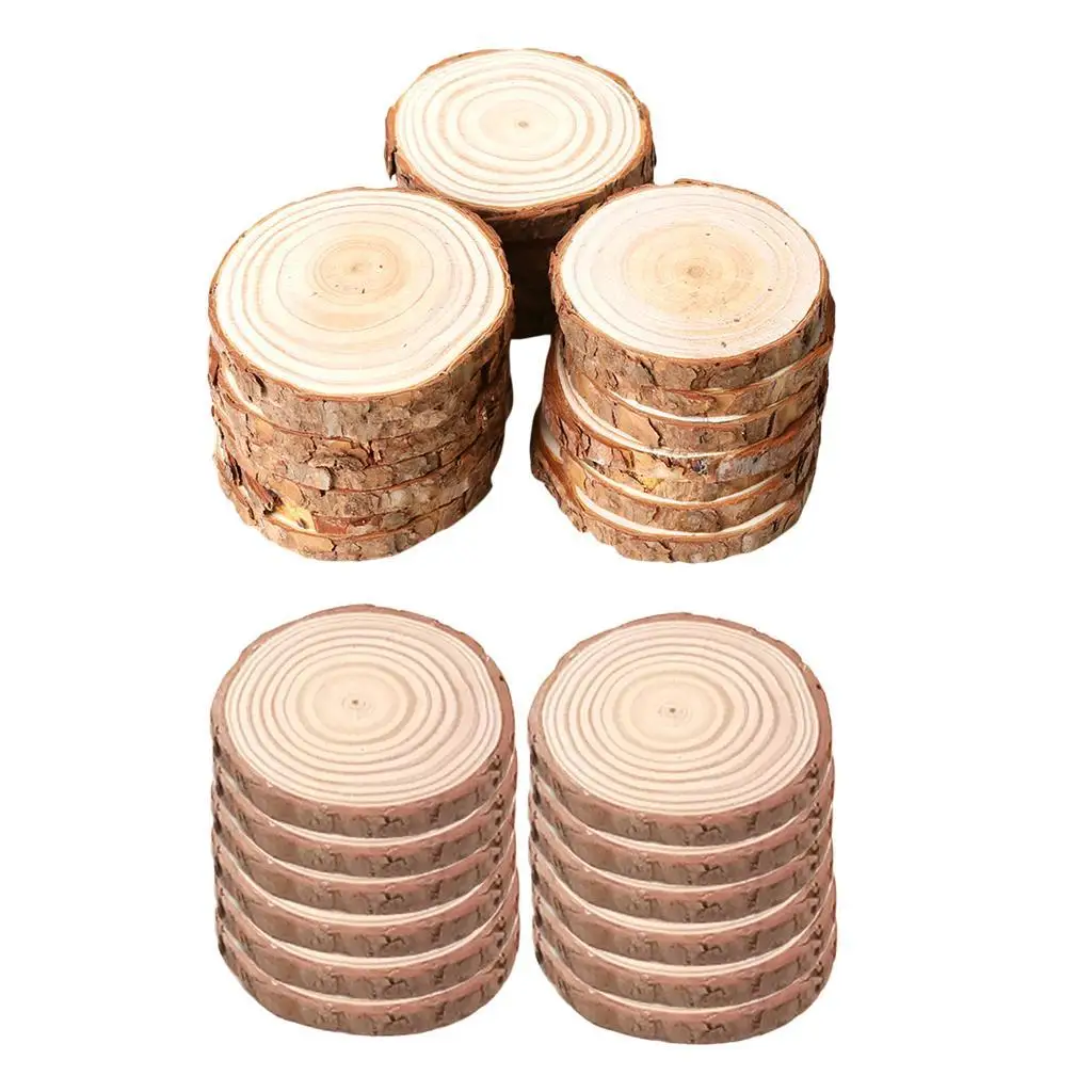 Unfinished Wood Slices Wood Round Slices for DIY Craft Embellishments