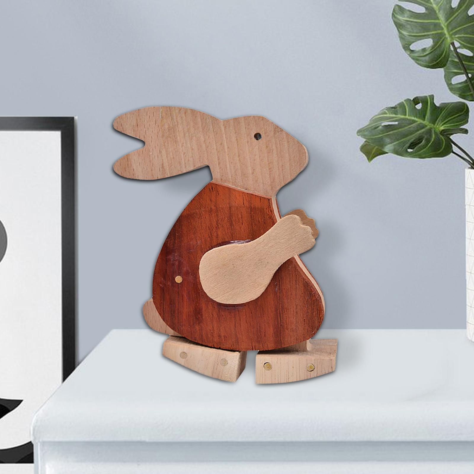 Easter Wooden Bunny Toy Rabbit Sculpture Collectibles for Home Desktop Decor