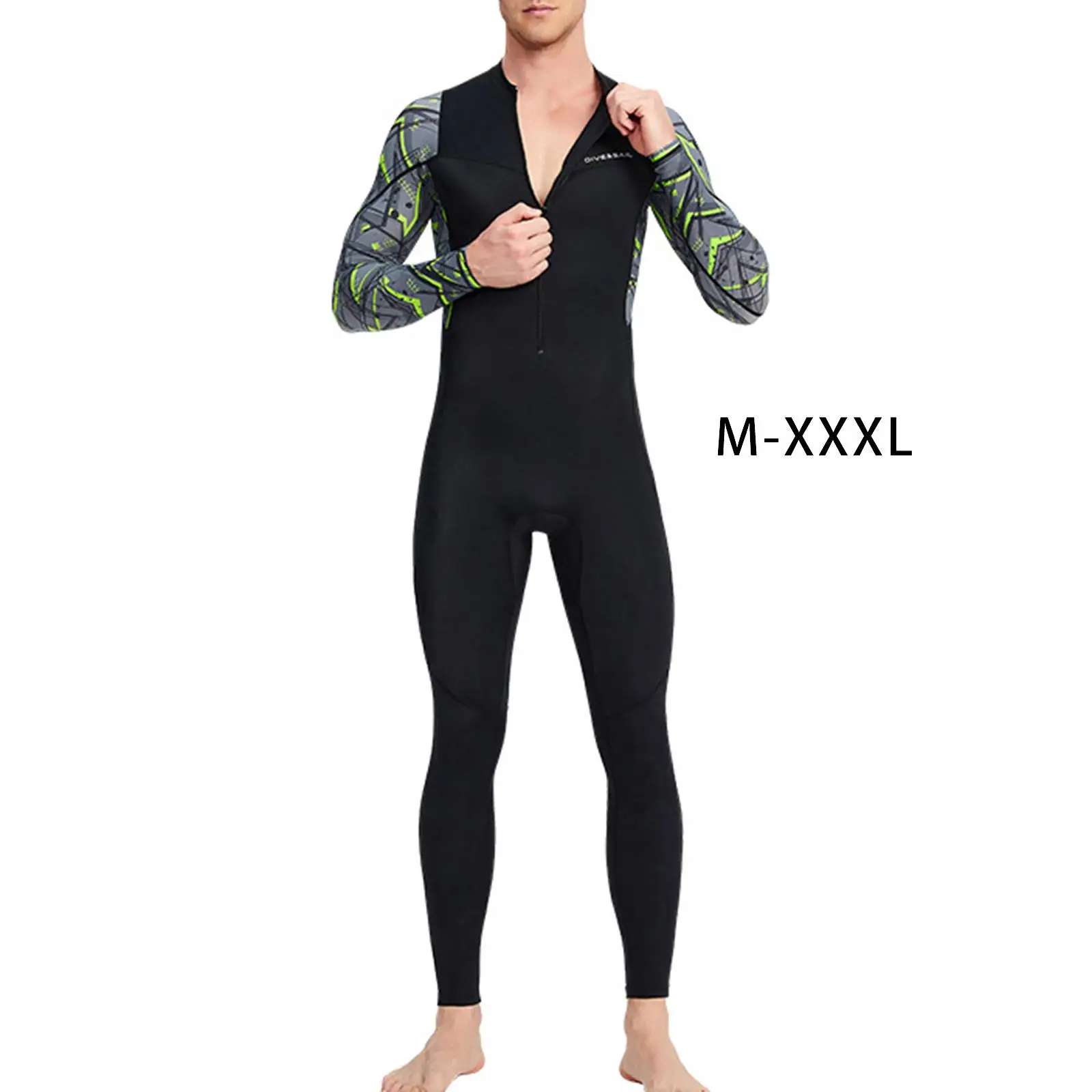 Mens Neoprene Wetsuit, Full Body Diving Suit Front Zip Wetsuit for Diving Snorkeling Surfing Swimming