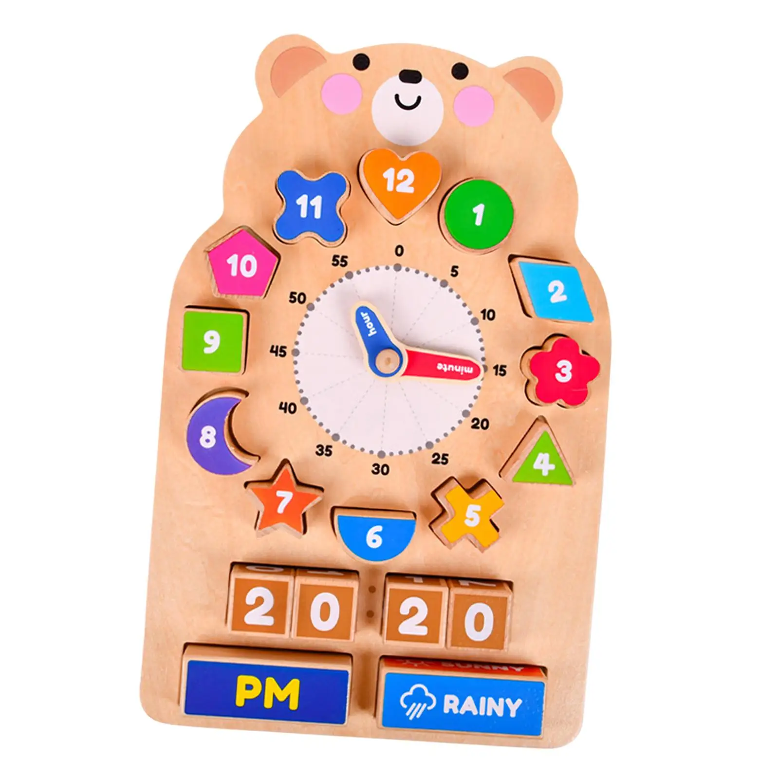 Wooden Shape Sorter Teaching Clock Educational Puzzle Stacking Jigsaw Multifunctional for Preshcool Baby Toddler gifts