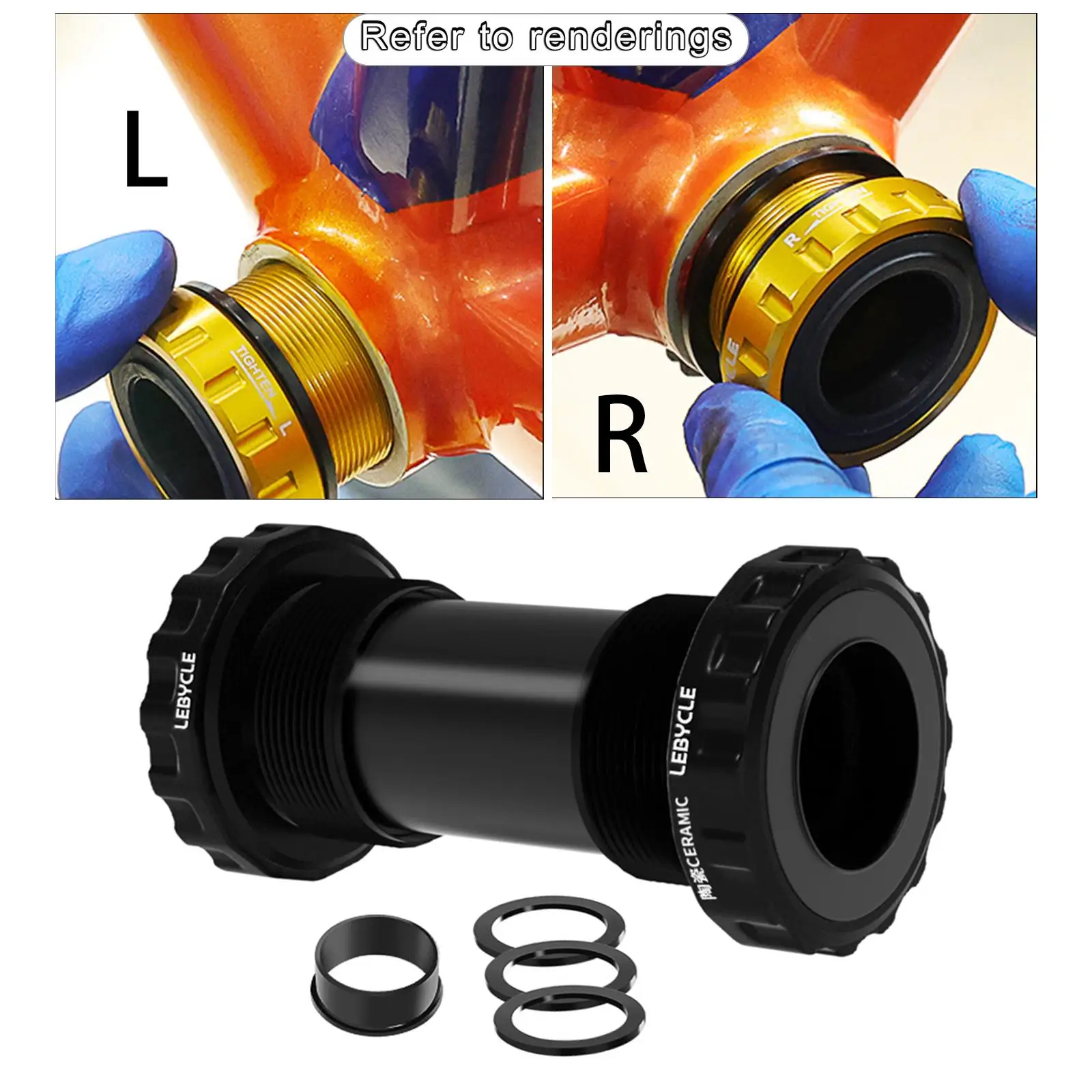 Lightweight Bike Bottom Bracket Replacement Hollow Integrated Sealed Bearings with Spacers High Strength Threaded BB for 68-73mm
