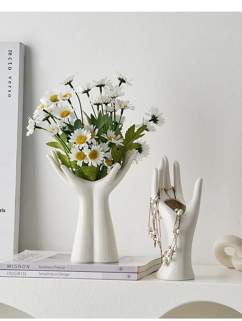 Nordic Style Hand Shaped Ceramic Vase Dried Flower