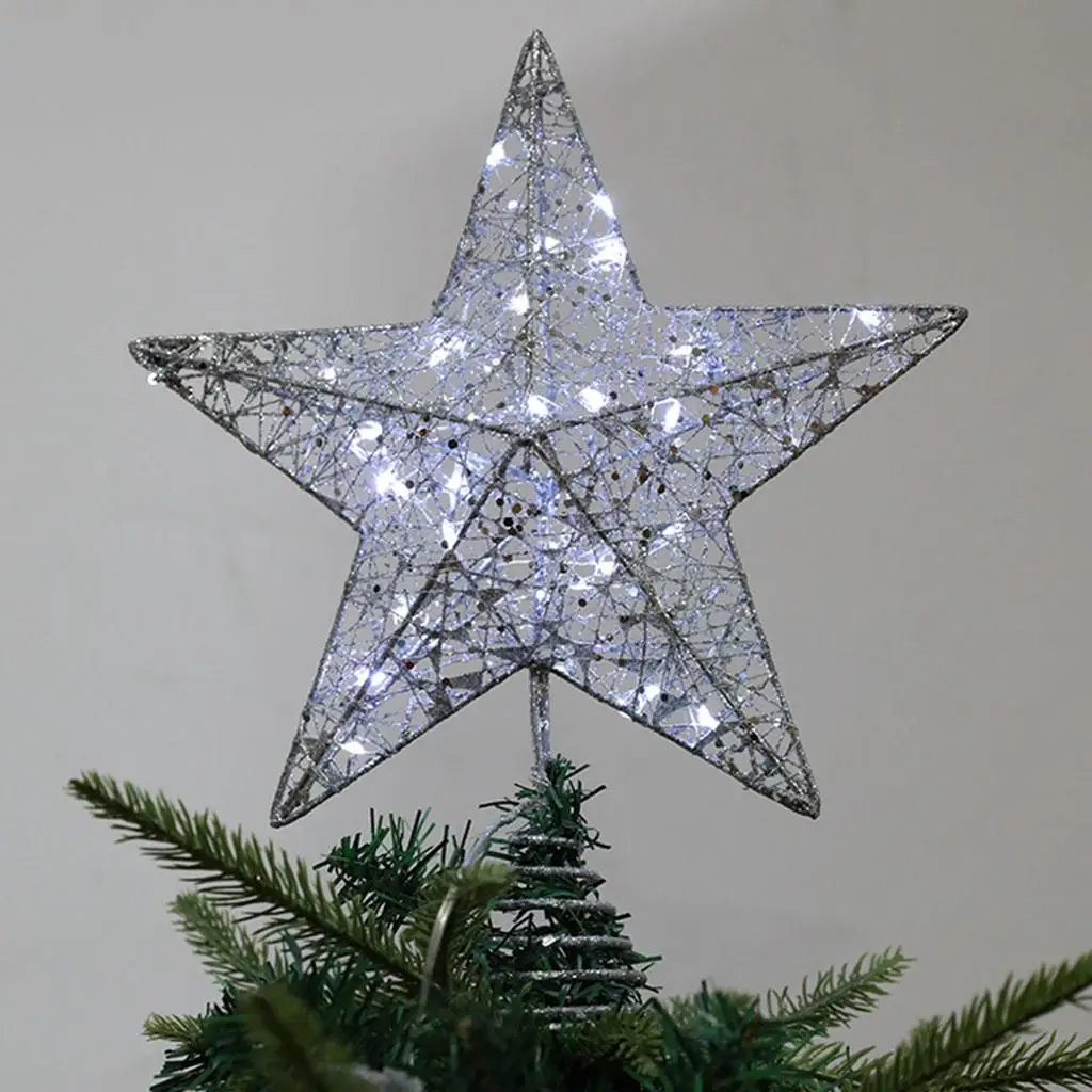 Xmas Treetop Star Creative Romantic Christmas Tree Top Light for Party Home Holiday