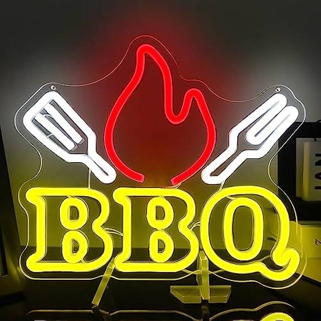 オリジナルBBQ 牛ネオン看板 LED バーベキュー店舗装飾ネオン管