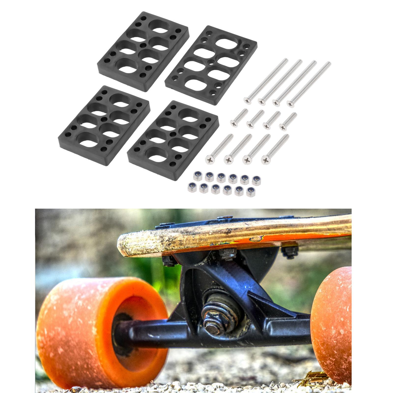 4Pcs Skateboard Riser Shock Pads with Hardware Screw Shock Pads for Skateboard Impact Absorption