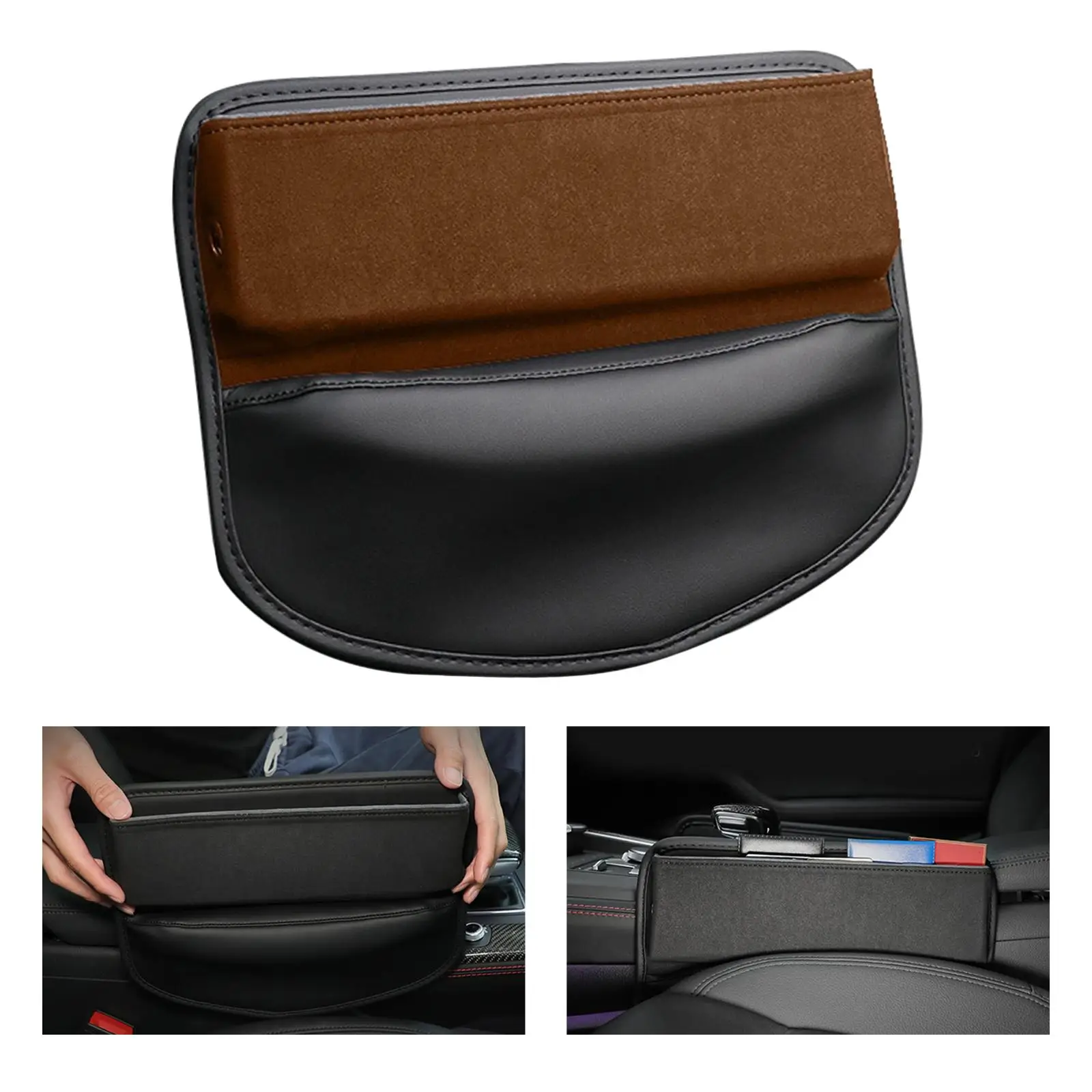 Car Seat Gap Organizer W/Reserved Charging Holes seat Console Pocket Fits for Coins