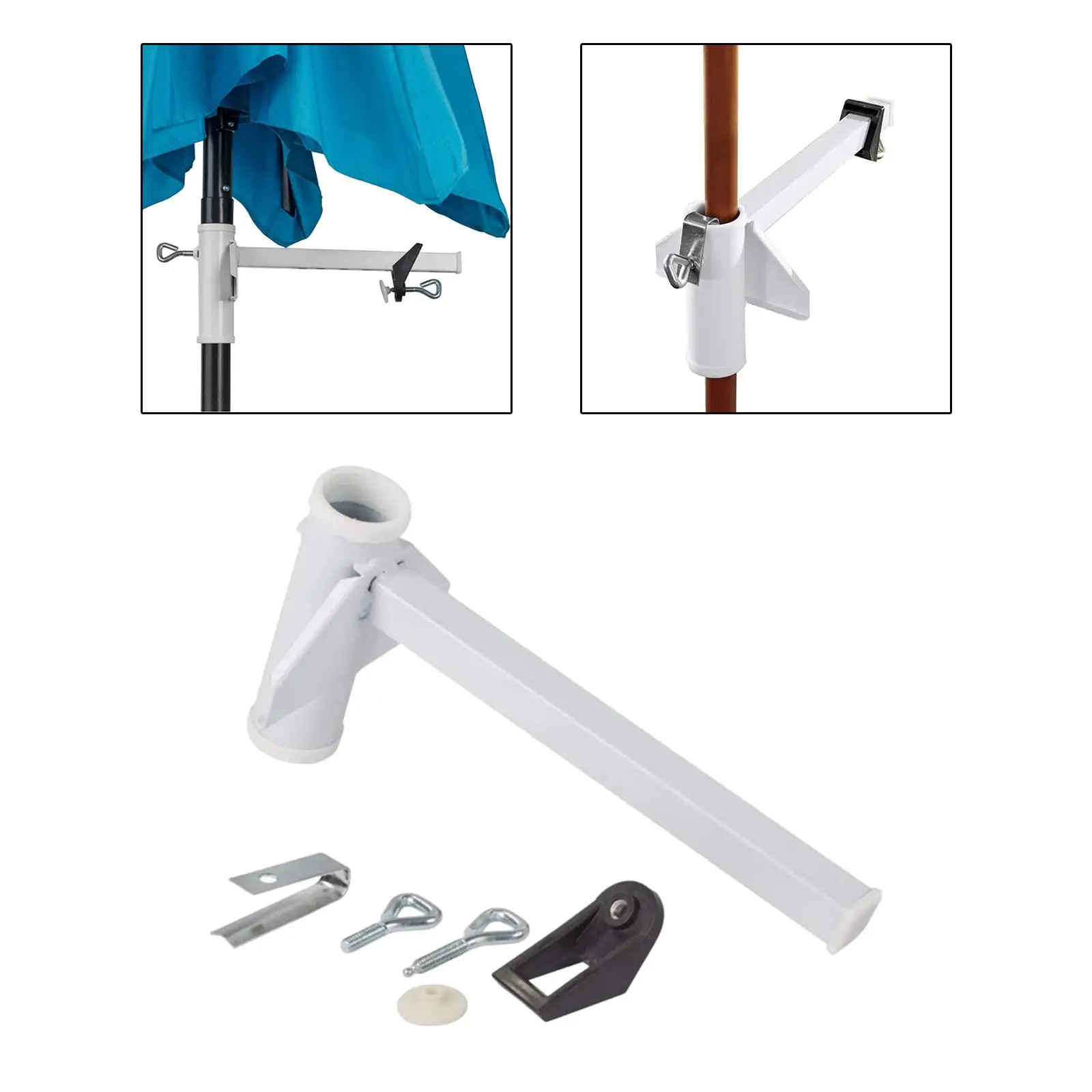 Parasol Holder Adjustable Umbrella Clamp Patio Umbrella Holder Mounting Bracket for Pool Deck Railing Outdoor Courtyard Boats