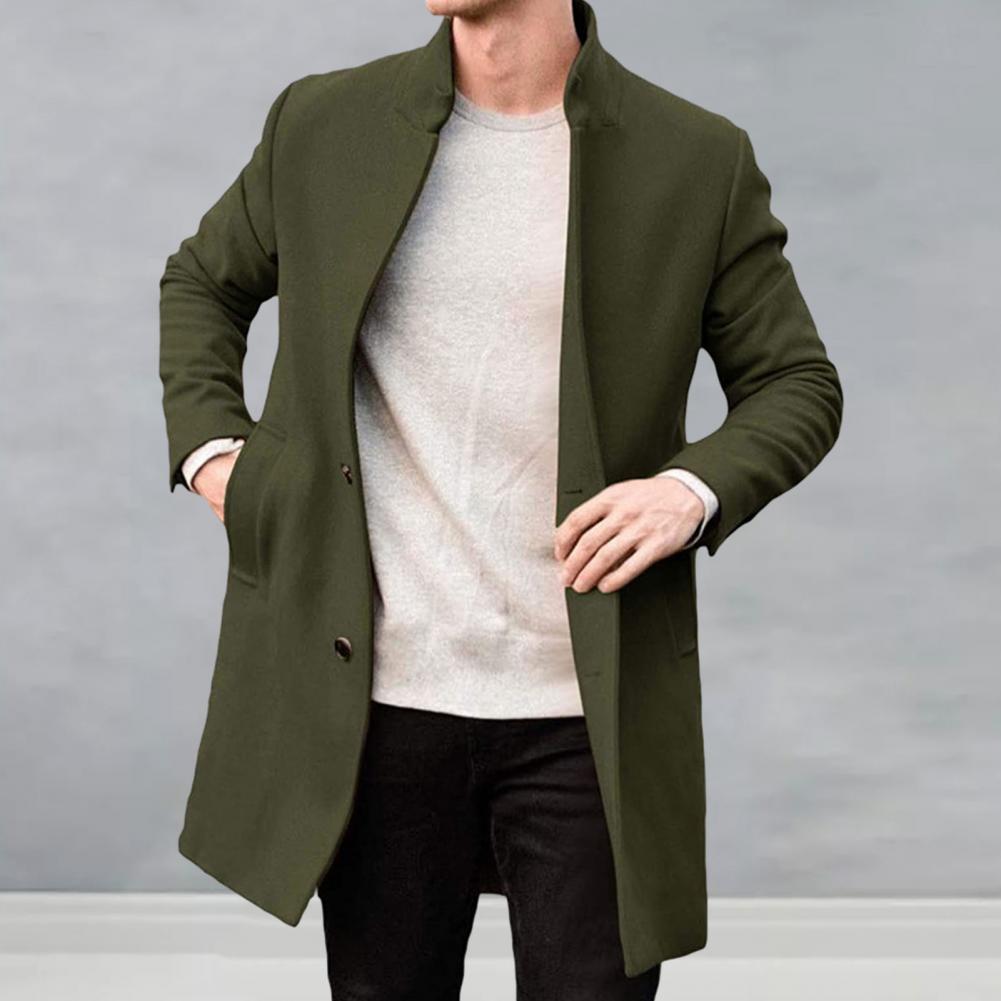 Description Picture 5 of itemCasual Pants Coat Solid Color Coat Classic Stand Collar Men's Winter Coat All-match Design Thickened Autumn Solid Color Fine