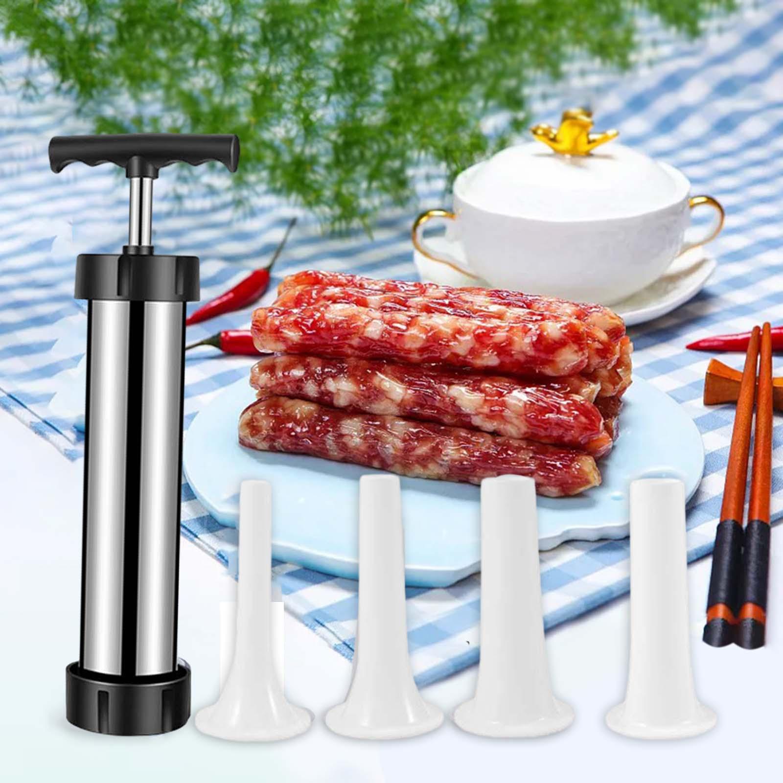 Sausage Maker Meat Grinder for Household Sausage Filler with 4 Nozzles Kitchen Gadgets Sausage Stuffer Meat Sausage Machine