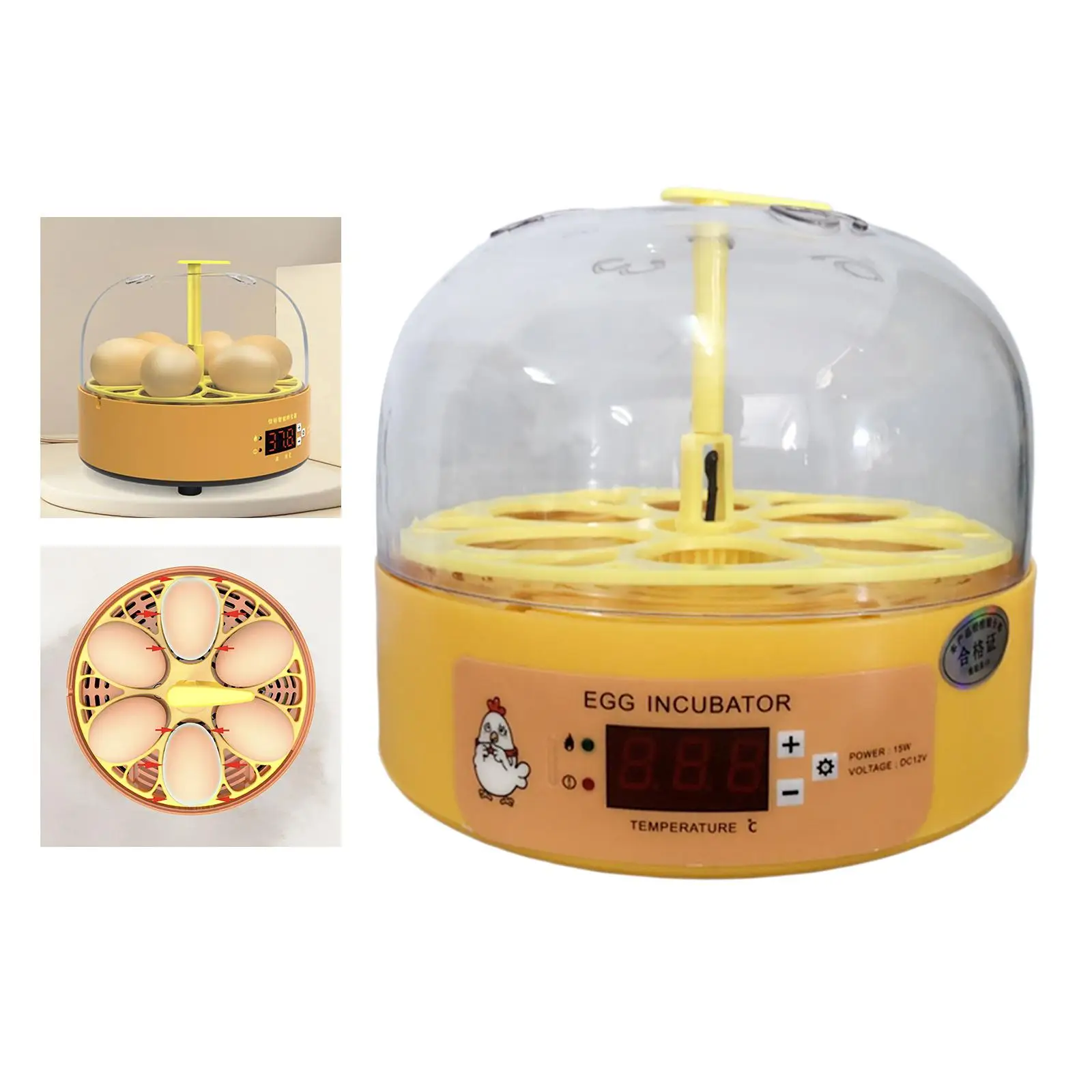 6 Digital Eggs Incubator Automatic Eggs Turning Dual Power Hatching Machine