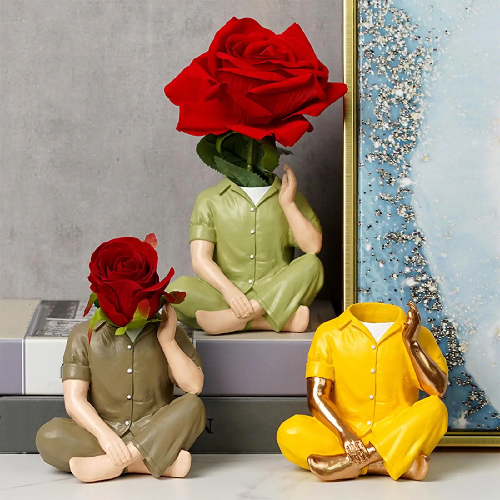 Creative Pajamas Shaped Vase, Flower Pot Hand Painted for Kitchen Gift Wedding Cafe