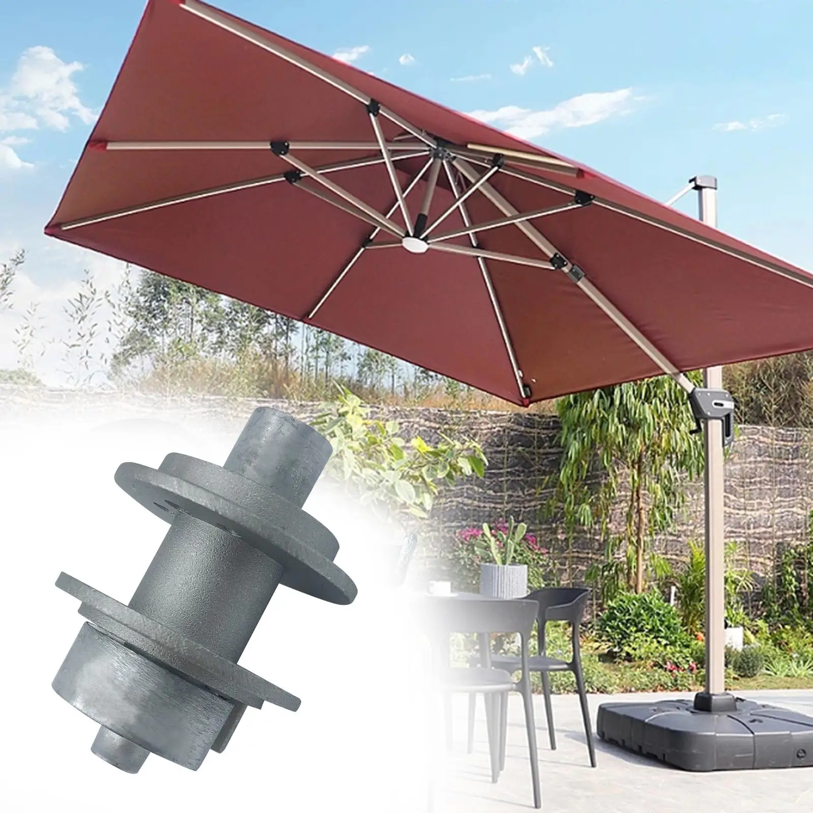 Patio Umbrella Accessories Handrail Bobbin Ring and Spool Bar Umbrella Replacement Parts for Courtyard Outdoor Patio Picnic Gray