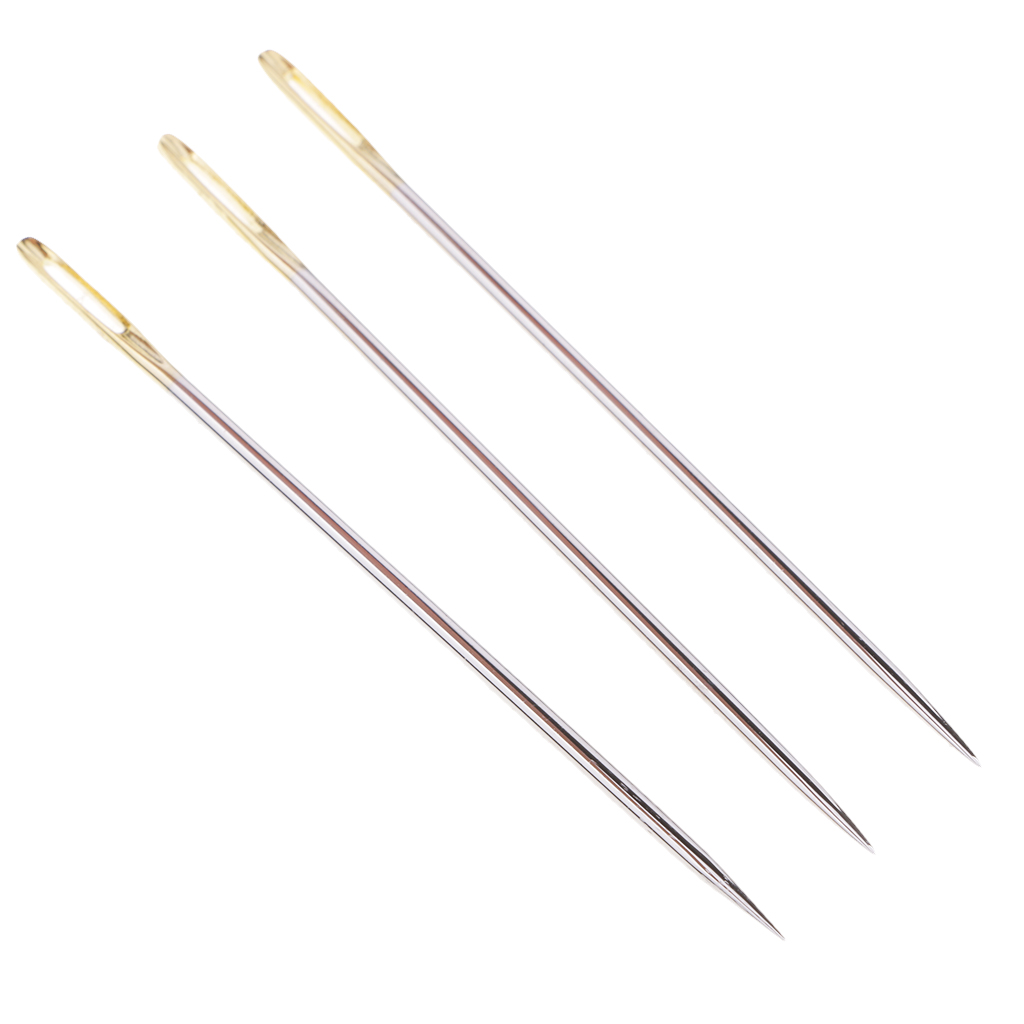 Description Picture 2 of item3 Pieces Extra Long Large Eye Stitching Needles, Steel, Embroidery & Darners Tool, Easy Thread Hand Sewing Needle