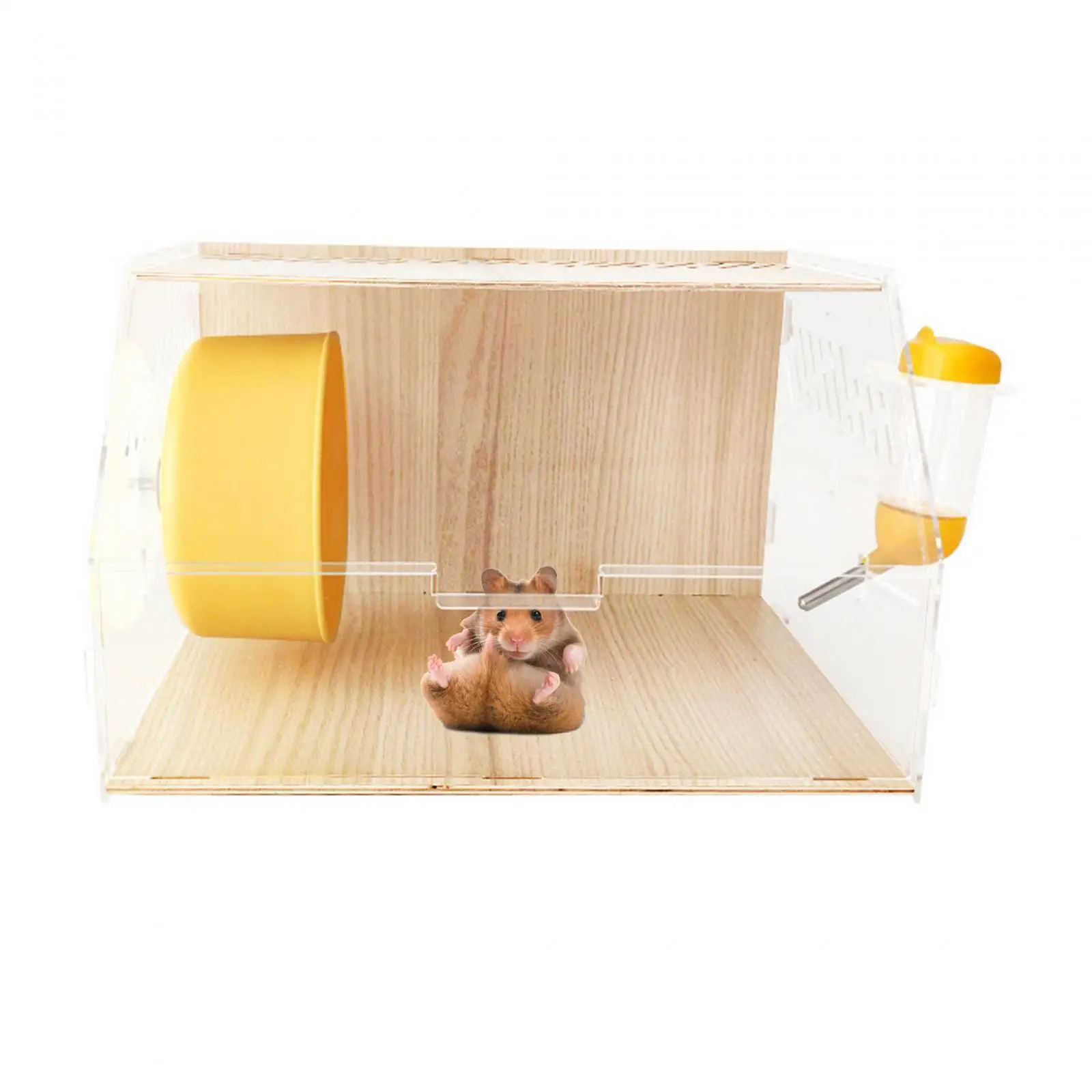 Hamster Cage Portable Front Opening Easy Clean Transparent Running Wheels Small Animal Cage Acrylic for Mice Hamster Gerbils