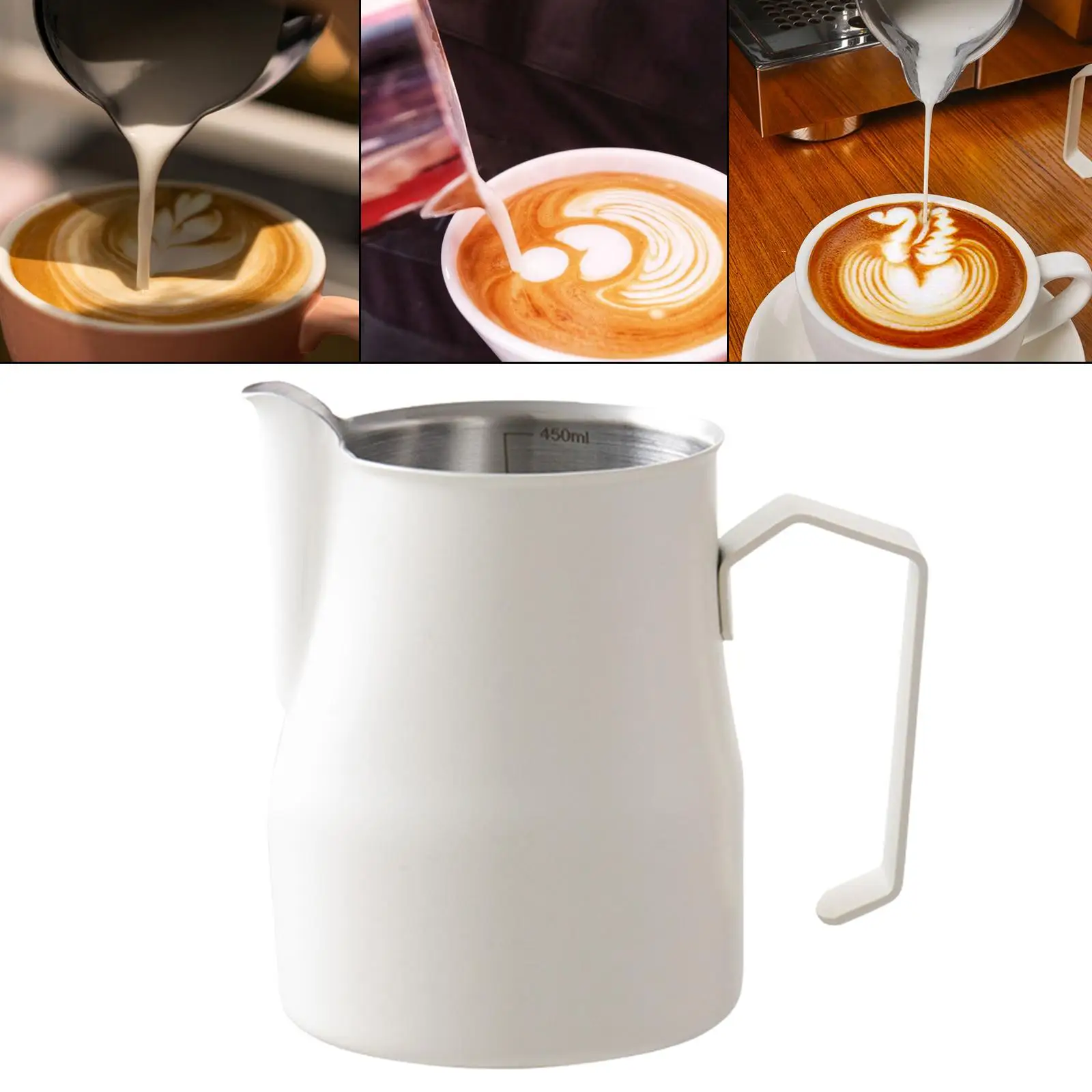 Milk Frothing Pitcher Jug Stainless Steel Creamer Frothing Pitcher Milk Frother Cup Espresso Steaming Pitcher for Hot Chocolate
