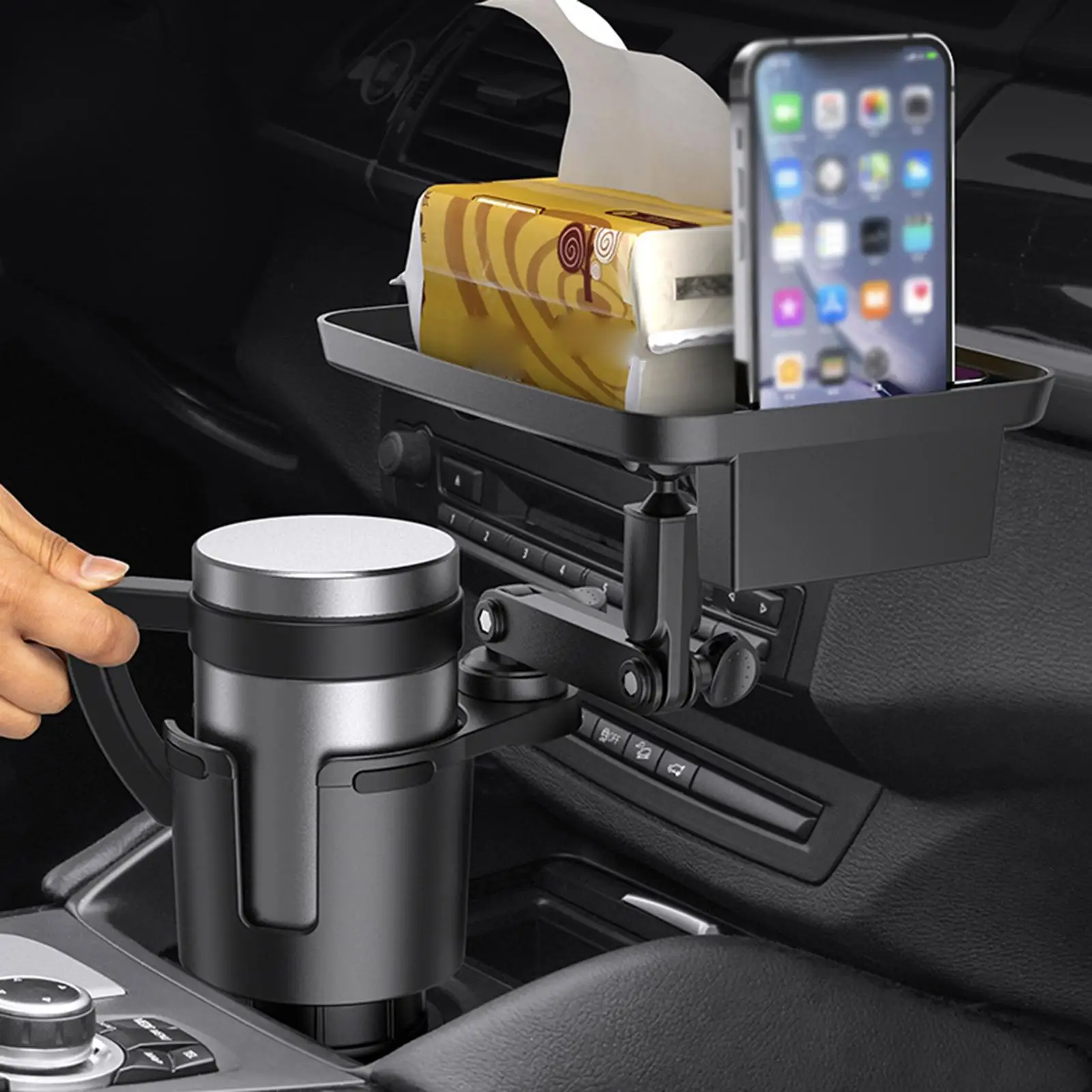 Car Cup Holder Storage Tray Vehicle Mounted Water Mugs Auto Bottle Holder for Below 90mm Diameter Beverage Cups Drinks