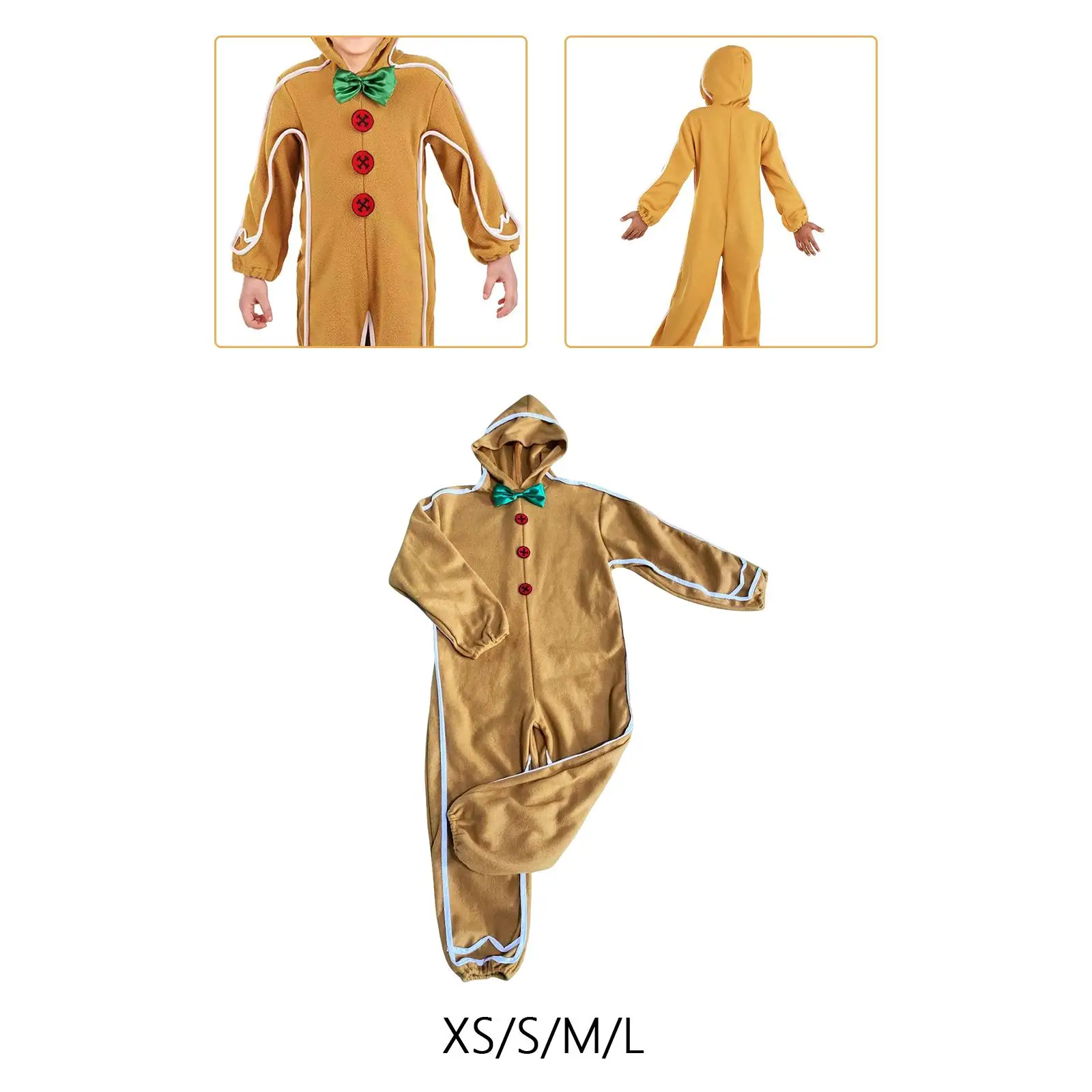 Christmas Outfit Gingerbread Man Costume Clothes for Masquerade Pretend Play