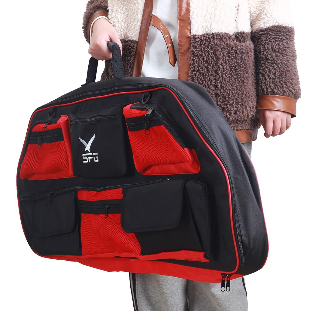 Archery Compound Bow Bag Case Heavy Duty Adjustable Shoulder Strap & Pockets Outdoor Hunting Compound Bow Case Bow Holder Bag