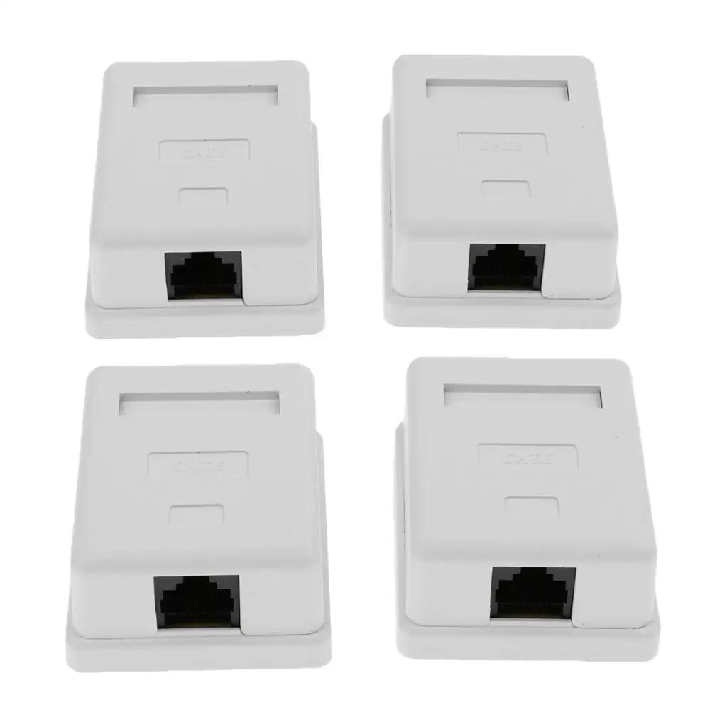 4Pcs 1 Port Cat6 RJ45 Network/Internet Cable Wall Surface Mount Compact Box