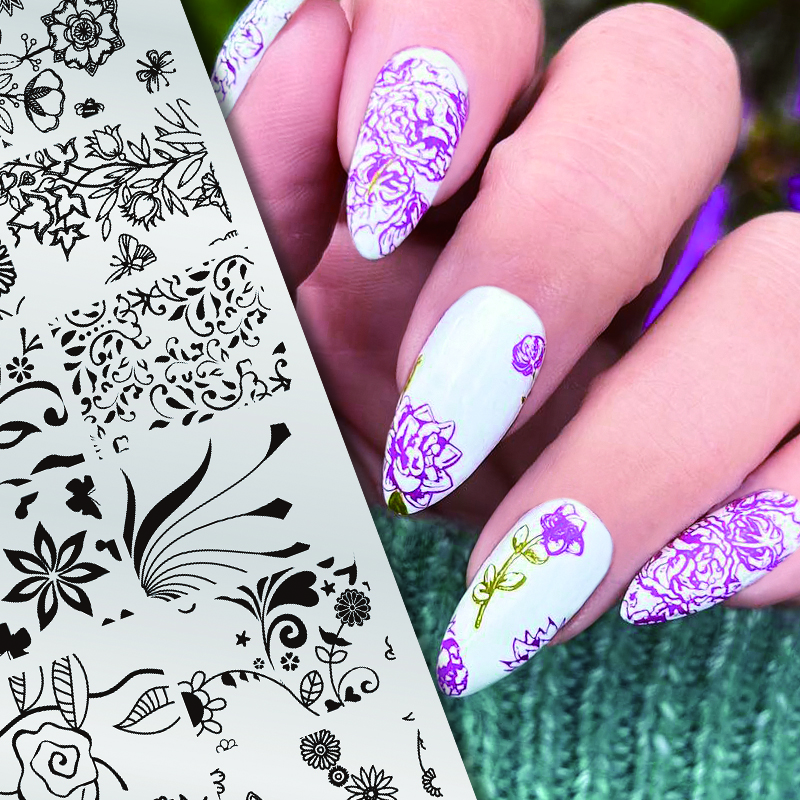 Description Picture 4 of itemNail Art Templates Stamping Plate Flower Butterfly Design Leaves Lace Stamp Templates Plates 12*6cm Image Printing Stencil Tools