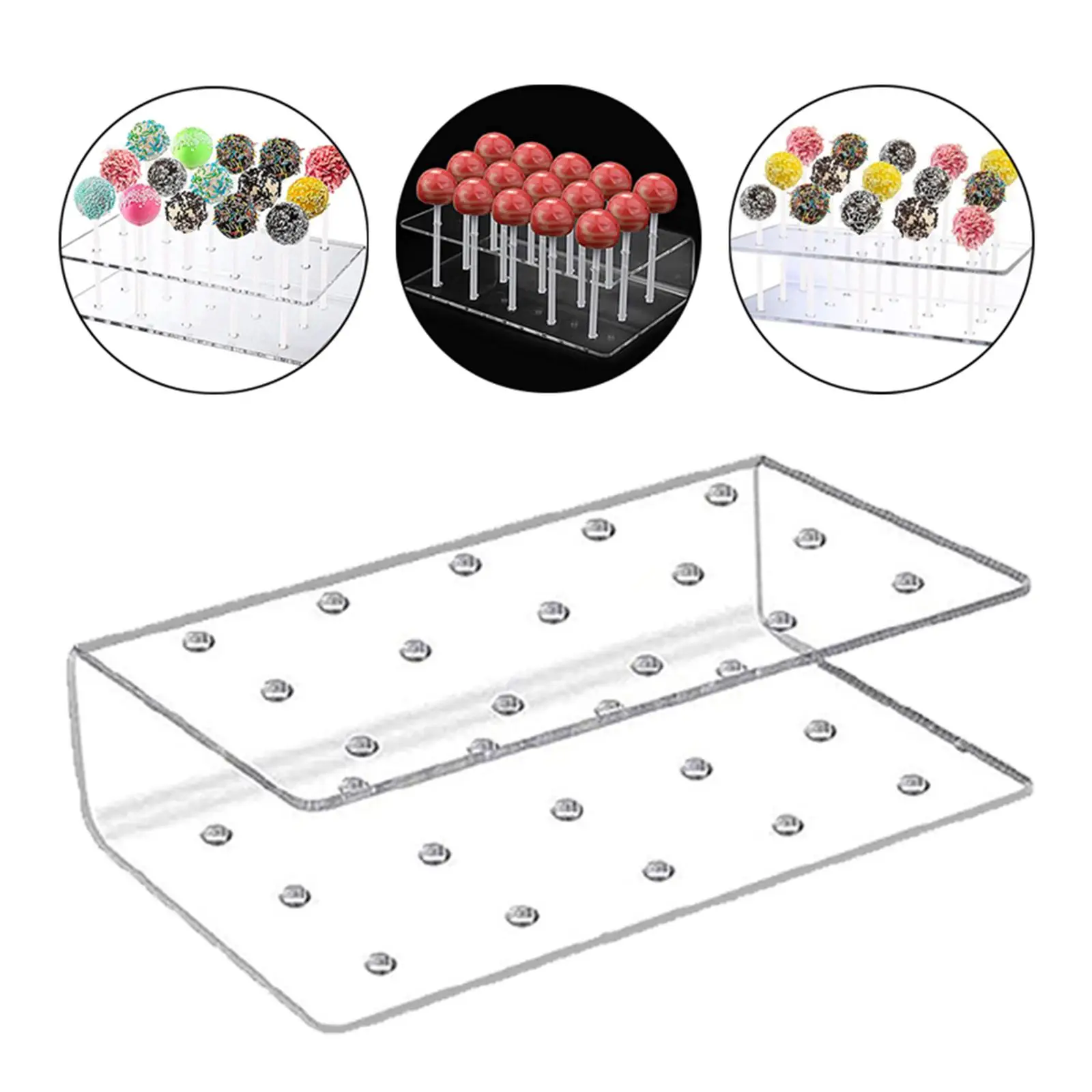 15 Holes Acrylic Lollipop Display Stand Acrylic Rectangle Shape Durable Display Holder Wedding Party Candy Dessert Stick Holder