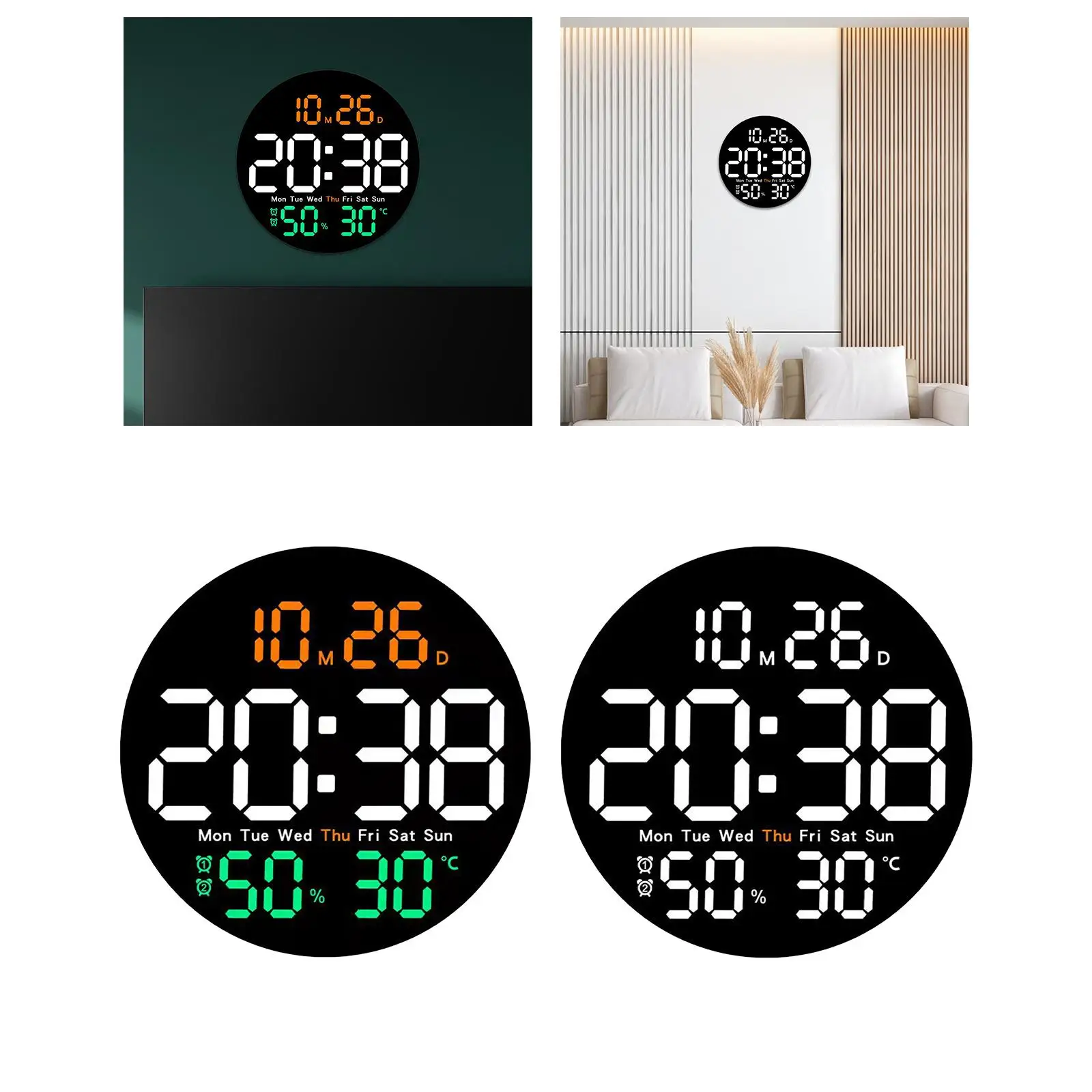 Digital Wall Clock Mute Count up Countdown Timer Clock Multifunctional 12/24H Electronic Clock for Study Room Indoor Decoration