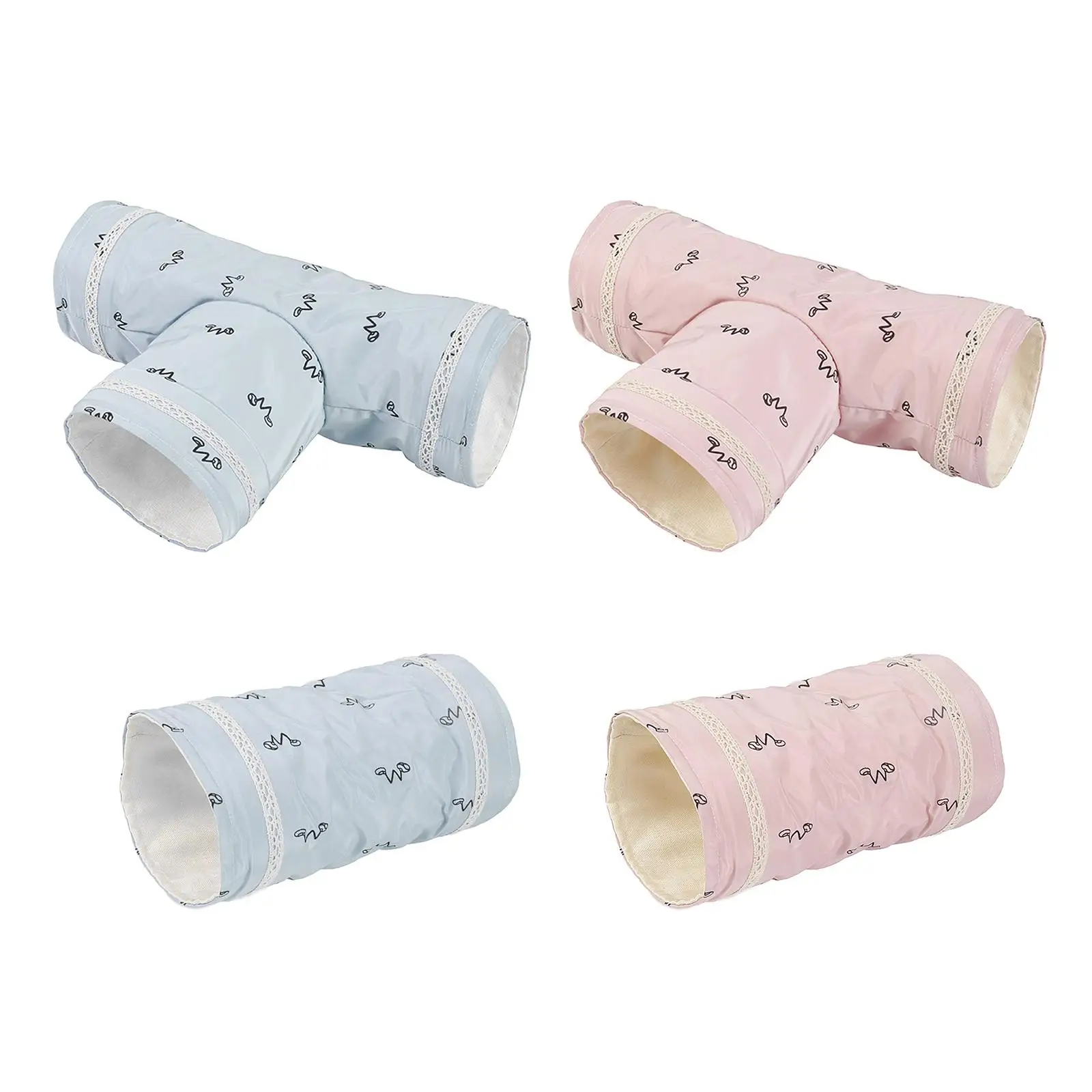 Bunny Tunnels Tubes 2-Way/3-Way Collapsible Bunny Hideout Small Animal Activity Tunnel Toys for Dwarf Rabbits Guinea Pigs Kitty