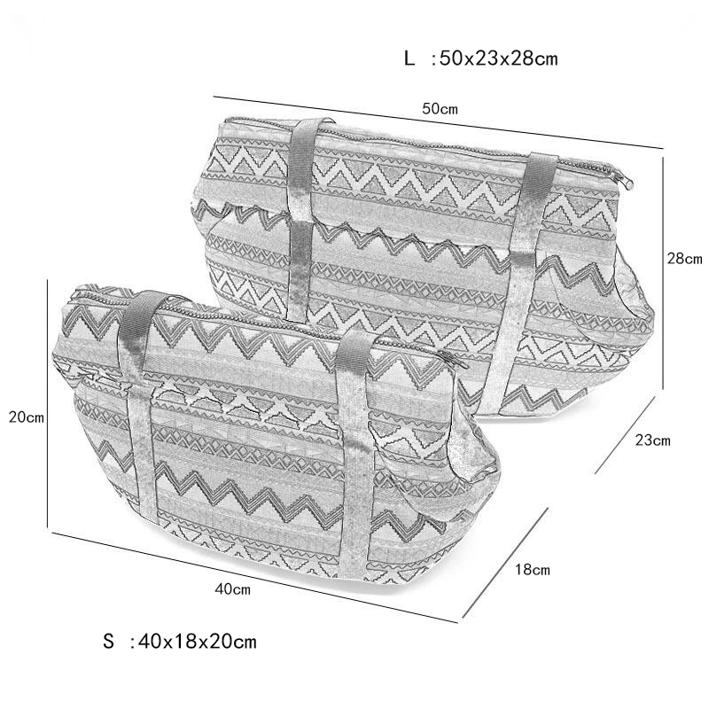 Una bolsa con un patrón de diamantes y triángulos